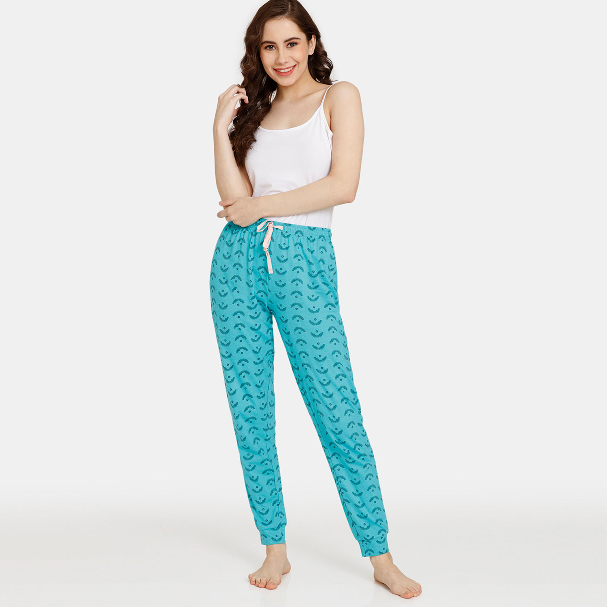 بنطلونات بيجاما برباط إغلاق وطبعات من زيفامي - طقم من قطعتين-women-clothing-nightwear-pyjamas-bottoms-image-4