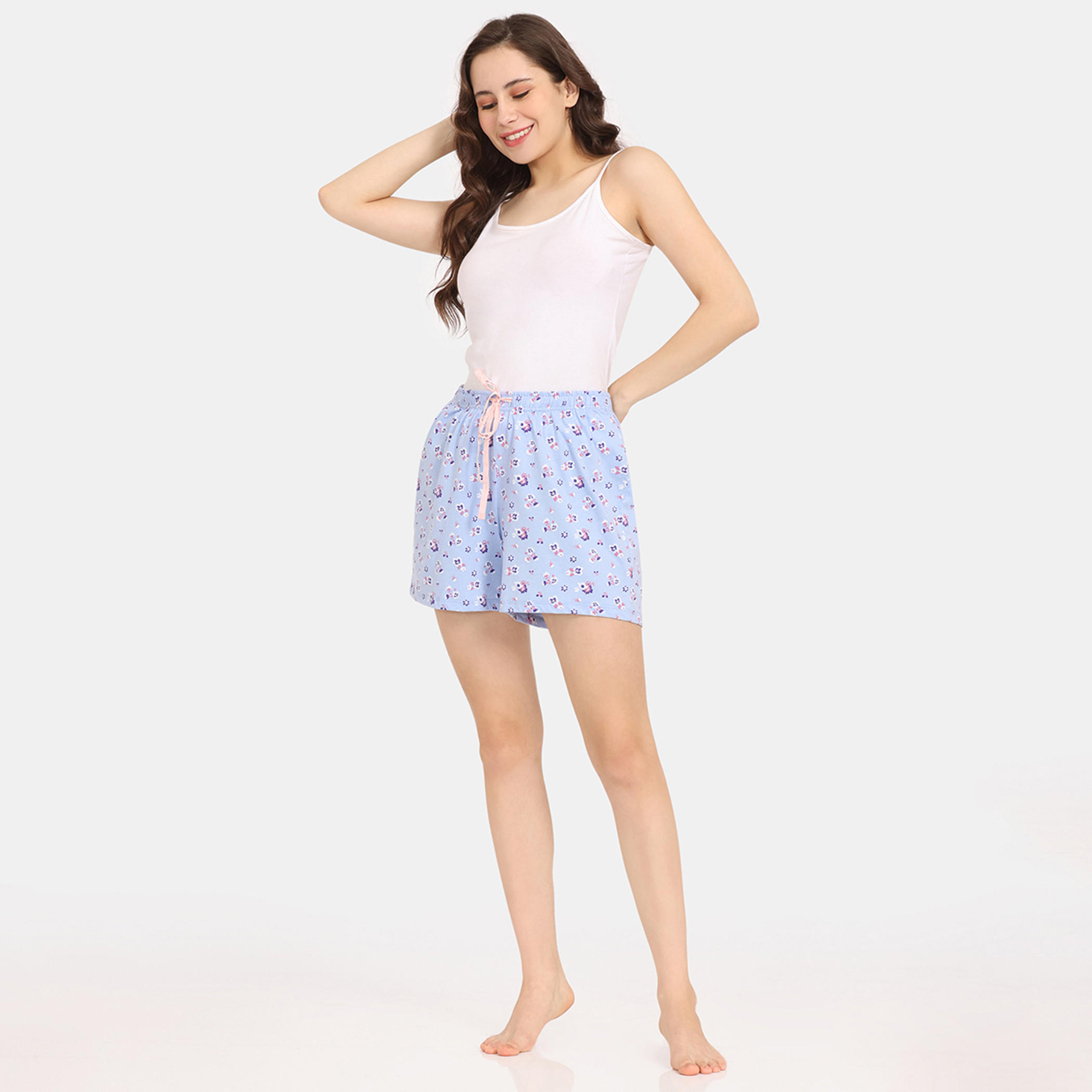 شورت بطبعات زهرية ورباط إغلاق من زيفامي - طقم من قطعتين-women-clothing-nightwear-pyjamas-bottoms-image-13