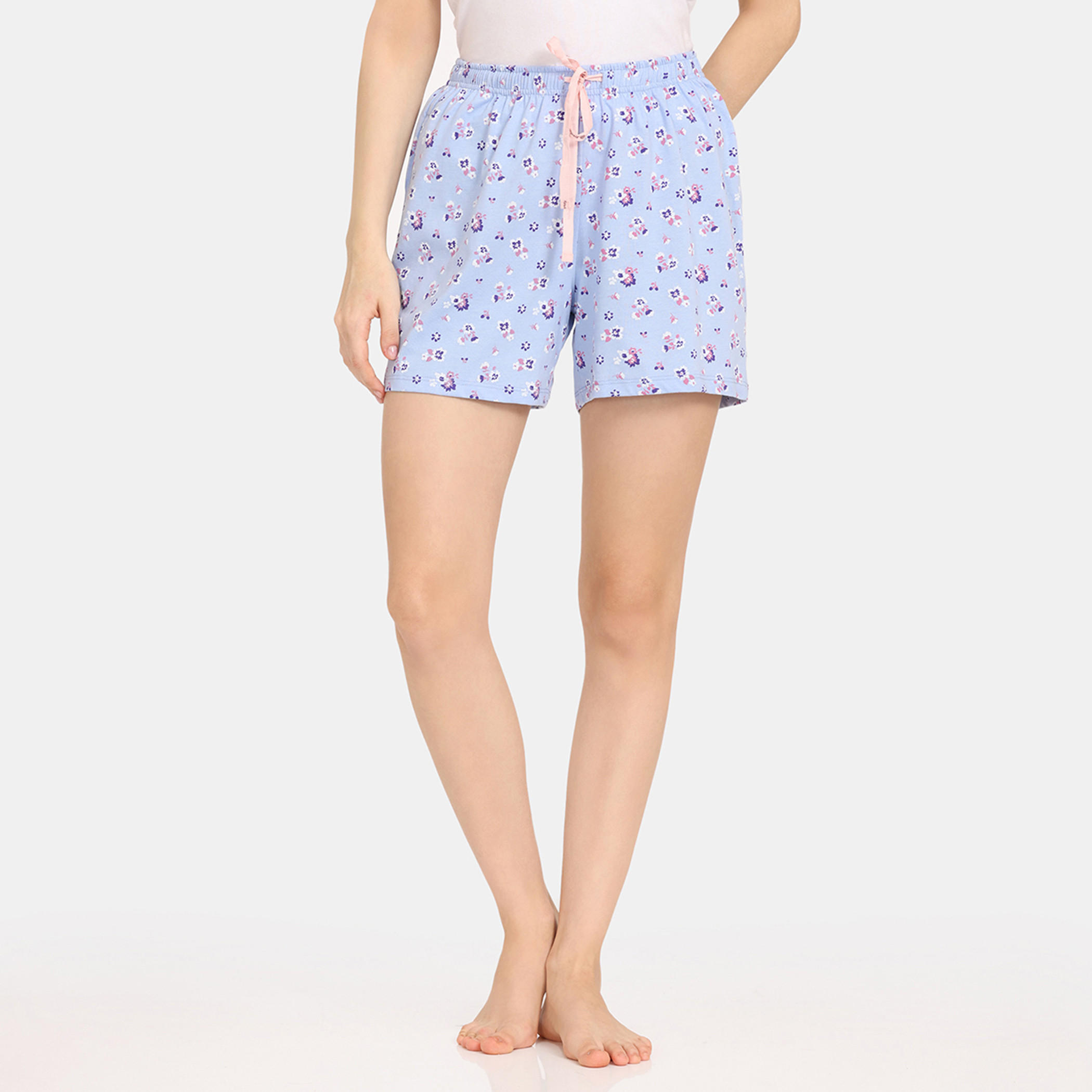 شورت بطبعات زهرية ورباط إغلاق من زيفامي - طقم من قطعتين-women-clothing-nightwear-pyjamas-bottoms-image-20