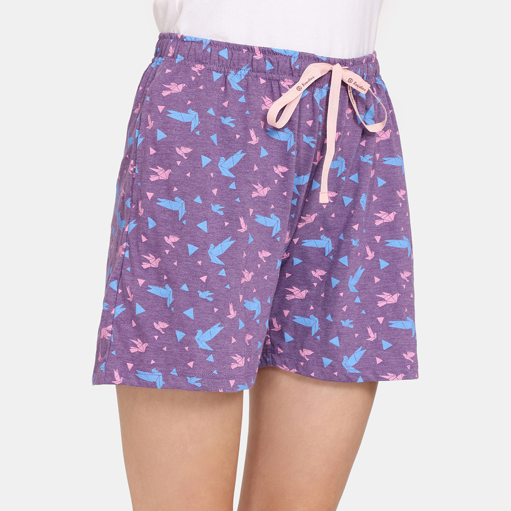 شورت بطبعات زهرية ورباط إغلاق من زيفامي - طقم من قطعتين-women-clothing-nightwear-pyjamas-bottoms-image-25