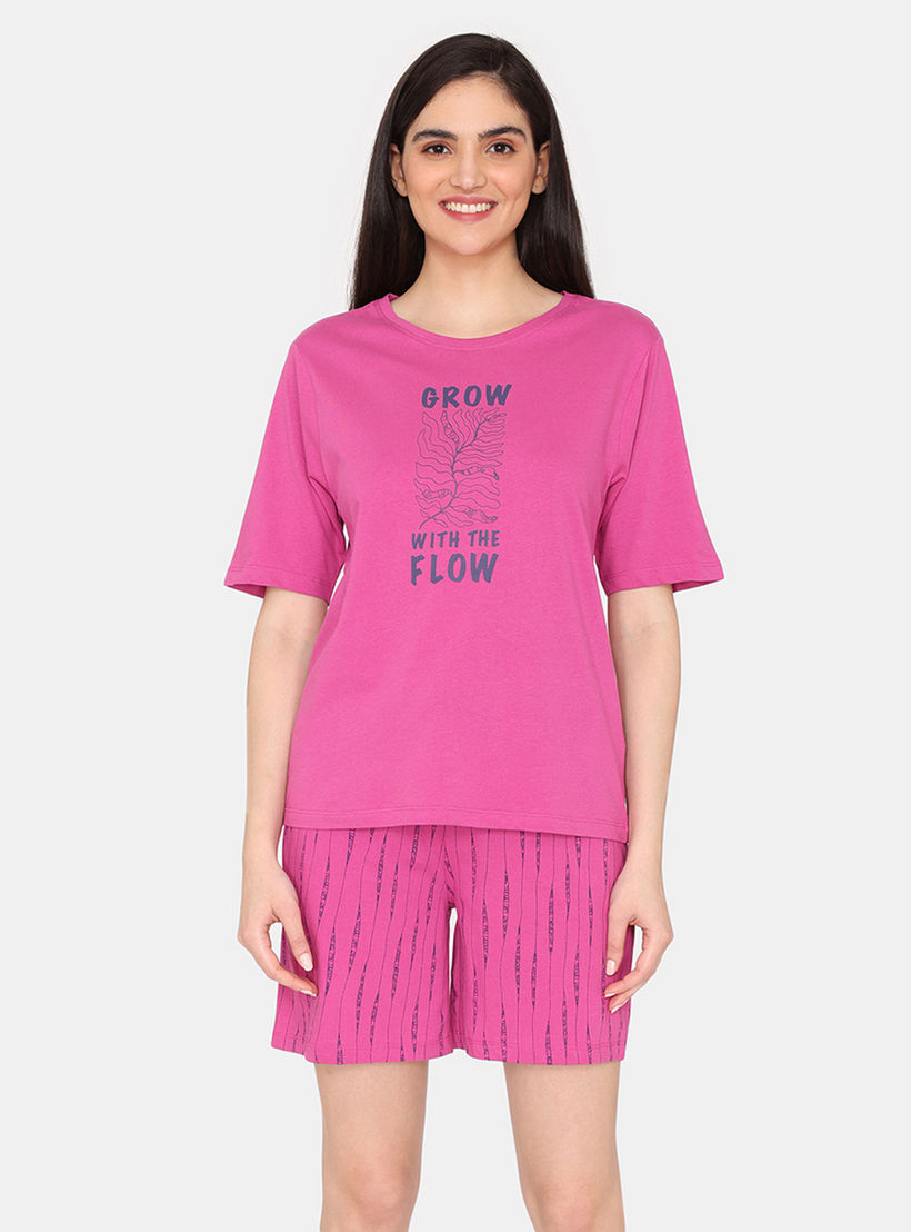 طقم شورت وتيشيرت 3 قطع بطبعات من زيفامي-women-clothing-nightwear-pyjamas-shortsets-image-6