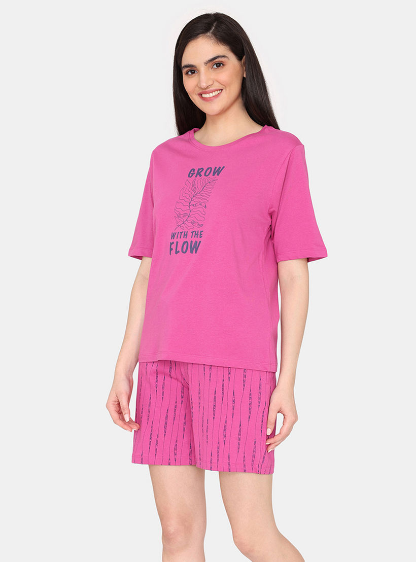 طقم شورت وتيشيرت 3 قطع بطبعات من زيفامي-women-clothing-nightwear-pyjamas-shortsets-image-5