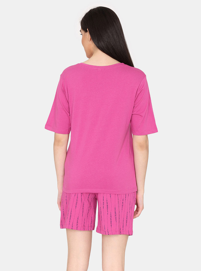 طقم شورت وتيشيرت 3 قطع بطبعات من زيفامي-women-clothing-nightwear-pyjamas-shortsets-image-4