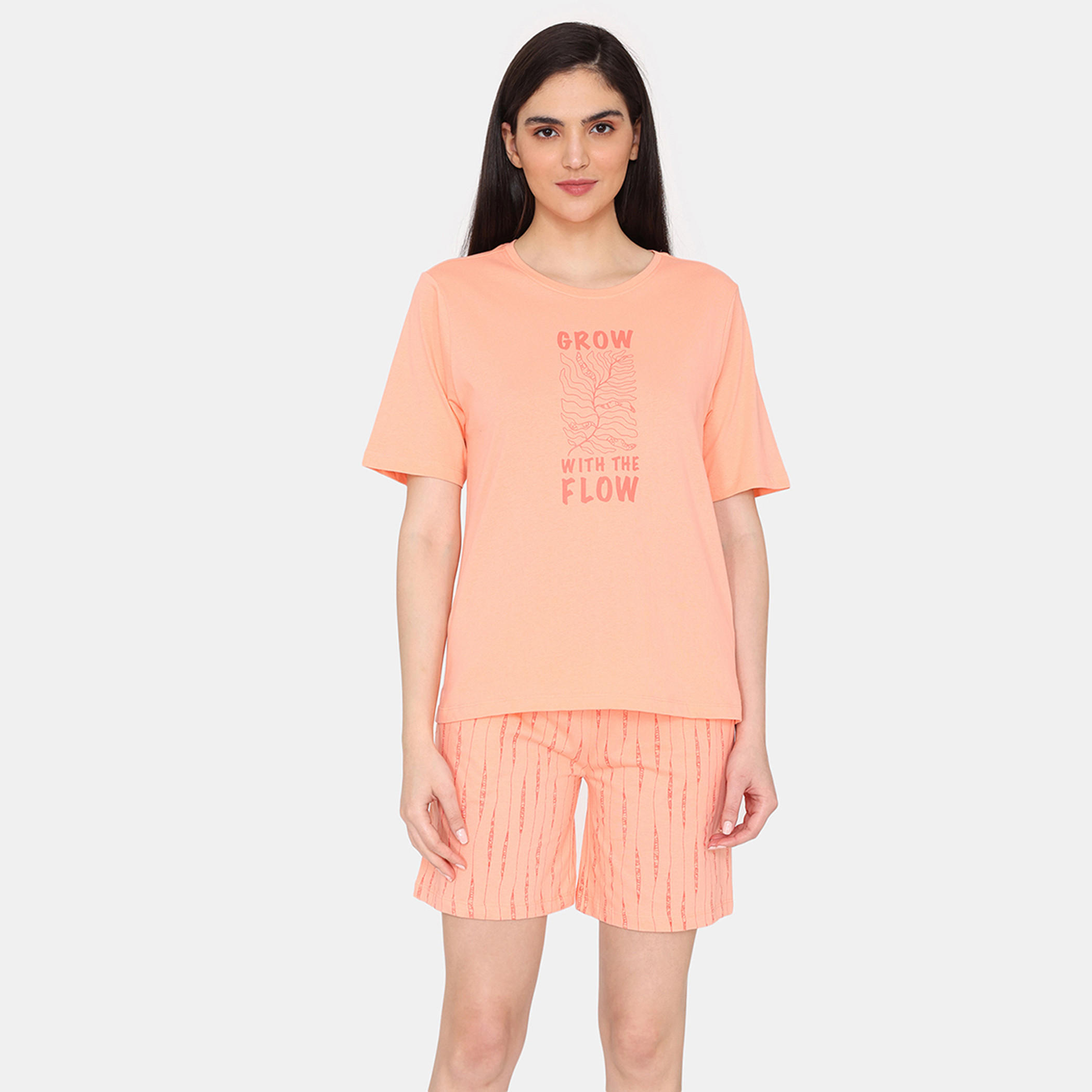 طقم شورت وتيشيرت 3 قطع بطبعات من زيفامي-women-clothing-nightwear-pyjamas-shortsets-image-7