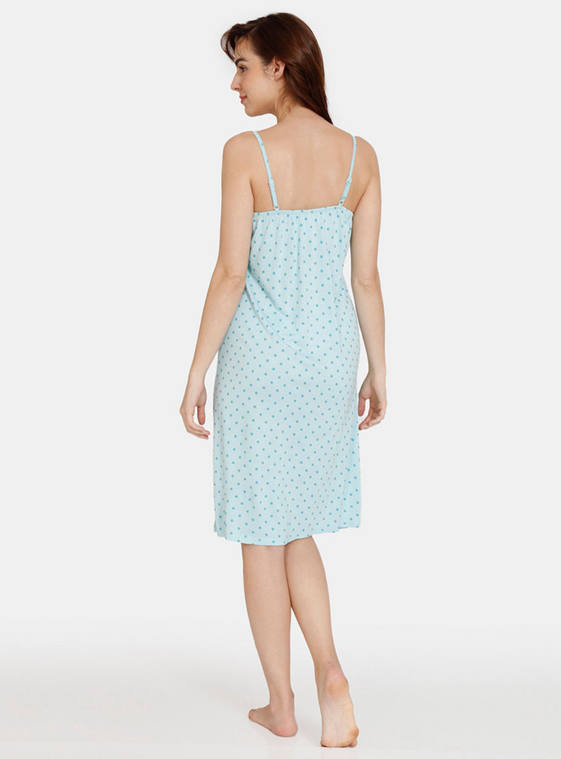 فستان بطبعات منقطة وحمالات قابلة للتعديل من زيفامي-women-clothing-nightwear-nighties-image-3