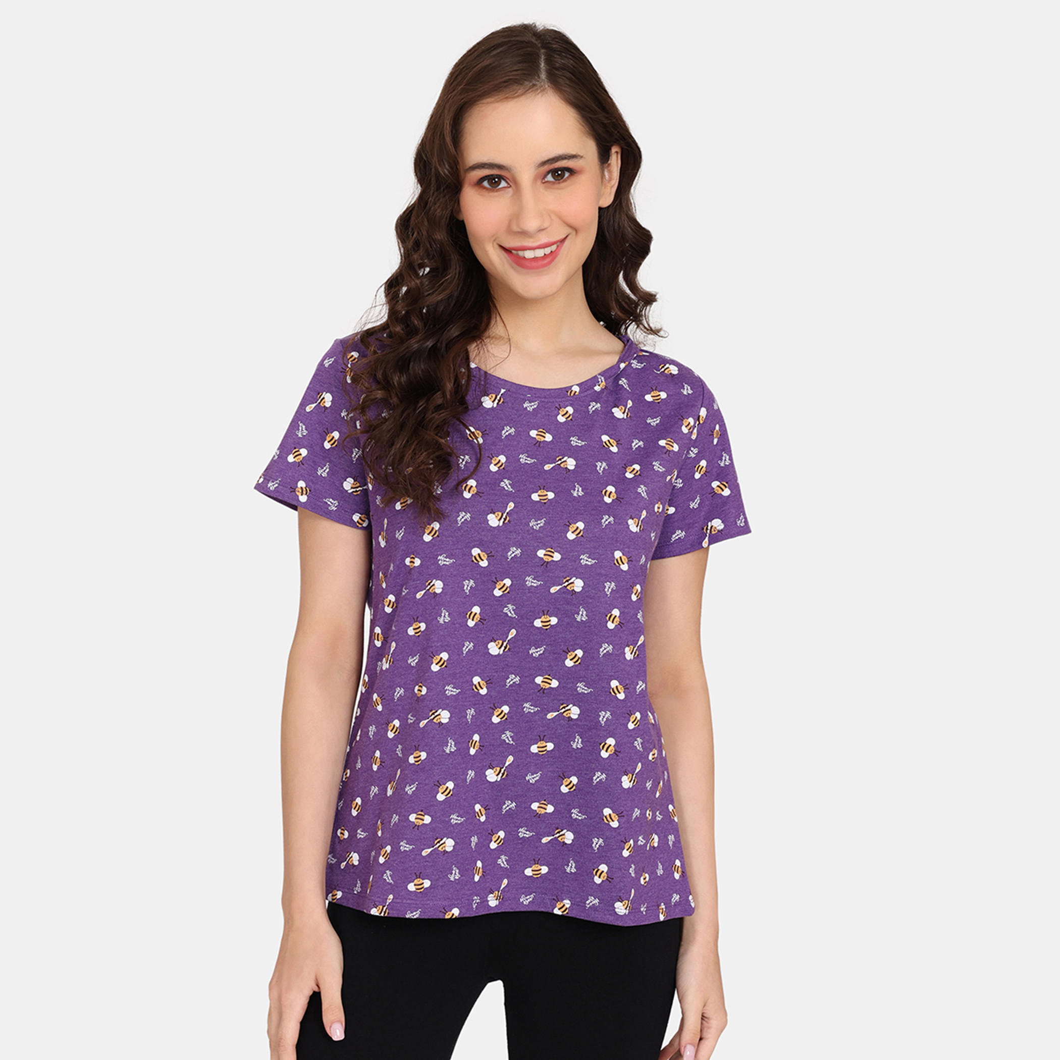 تيشيرتات بأكمام قصيرة وطبعات من زيفامي - طقم من قطعتين-women-clothing-nightwear-pyjamas-tops-image-4