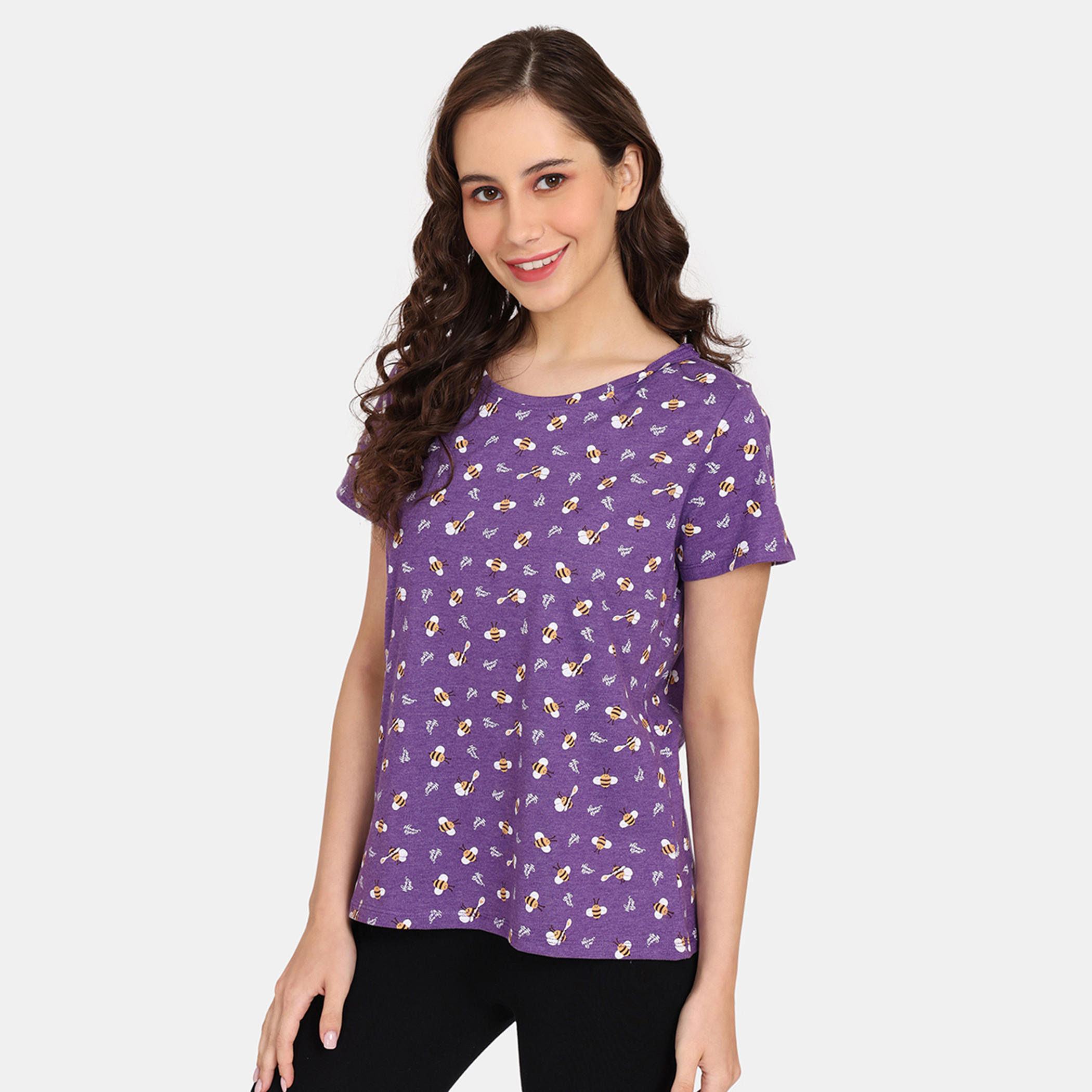تيشيرتات بأكمام قصيرة وطبعات من زيفامي - طقم من قطعتين-women-clothing-nightwear-pyjamas-tops-image-5