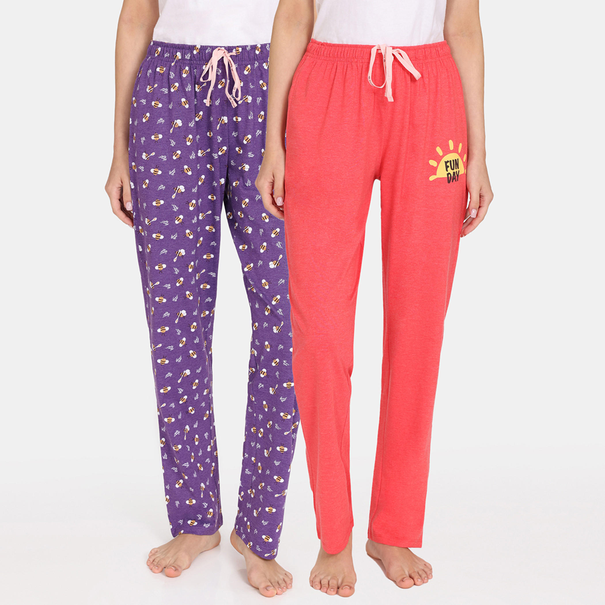 بنطلونات بيجاما برباط إغلاق وطبعات من زيفامي - طقم من قطعتين-women-clothing-nightwear-pyjamas-bottoms-image-1