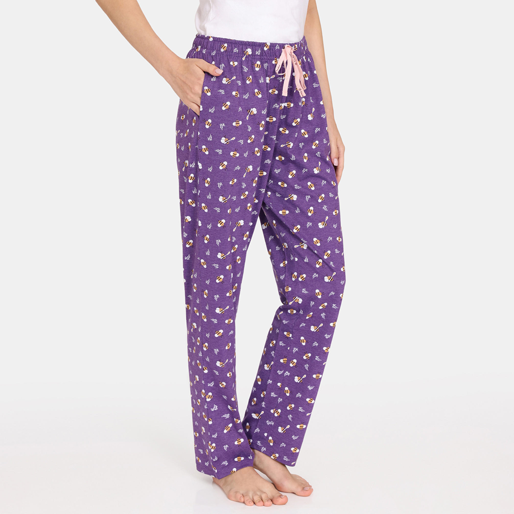 بنطلونات بيجاما برباط إغلاق وطبعات من زيفامي - طقم من قطعتين-women-clothing-nightwear-pyjamas-bottoms-image-10