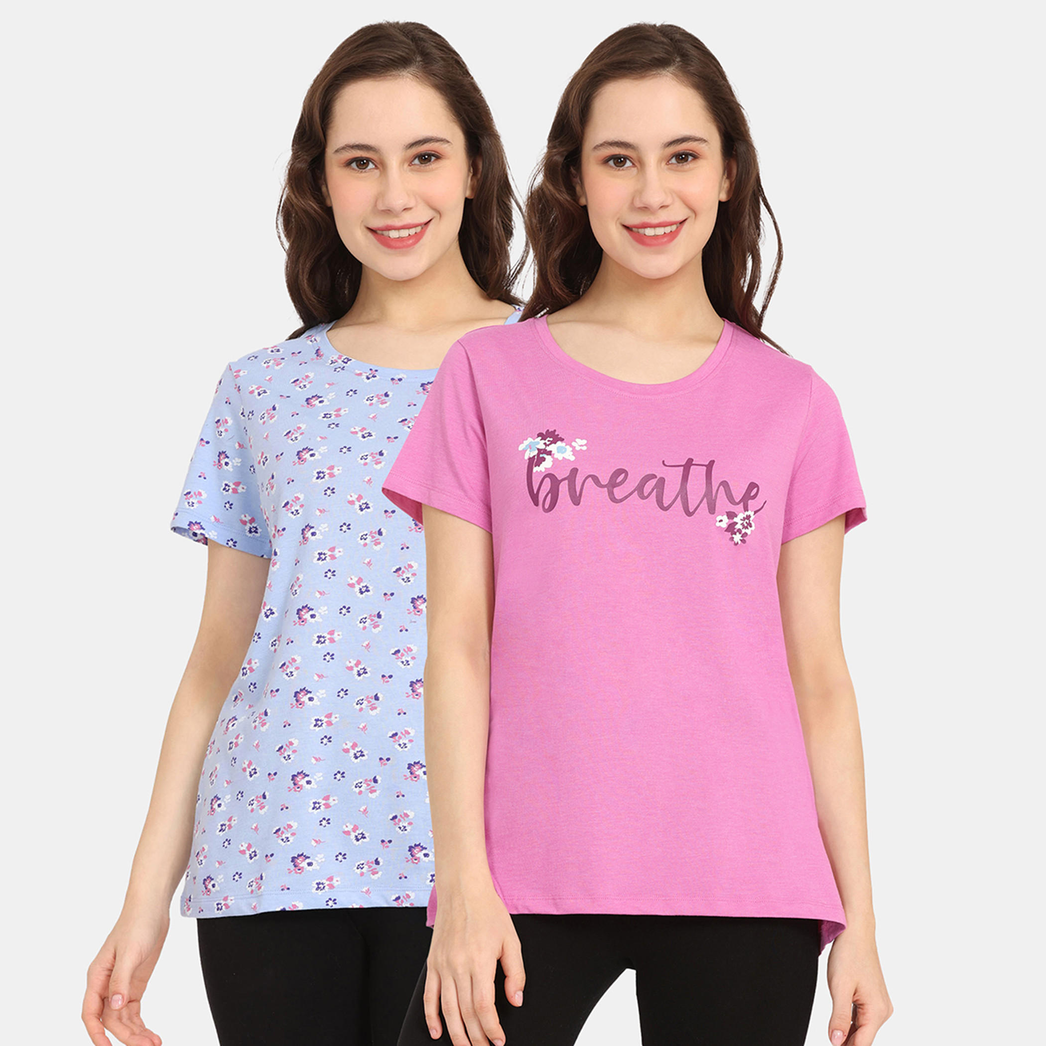 تيشيرتات بأكمام قصيرة وطبعات من زيفامي - طقم من قطعتين-women-clothing-nightwear-pyjamas-tops-image-12