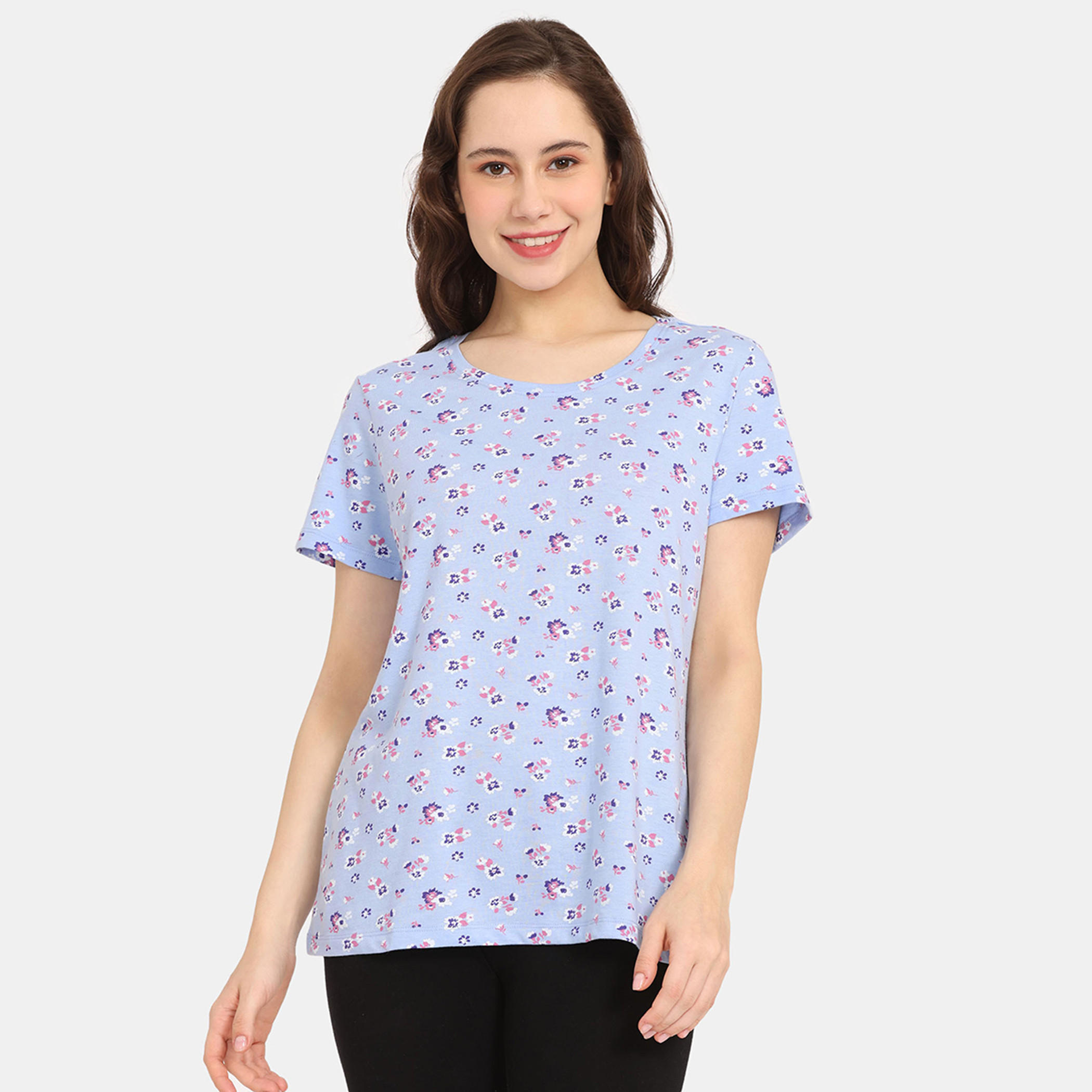 تيشيرتات بأكمام قصيرة وطبعات من زيفامي - طقم من قطعتين-women-clothing-nightwear-pyjamas-tops-image-20