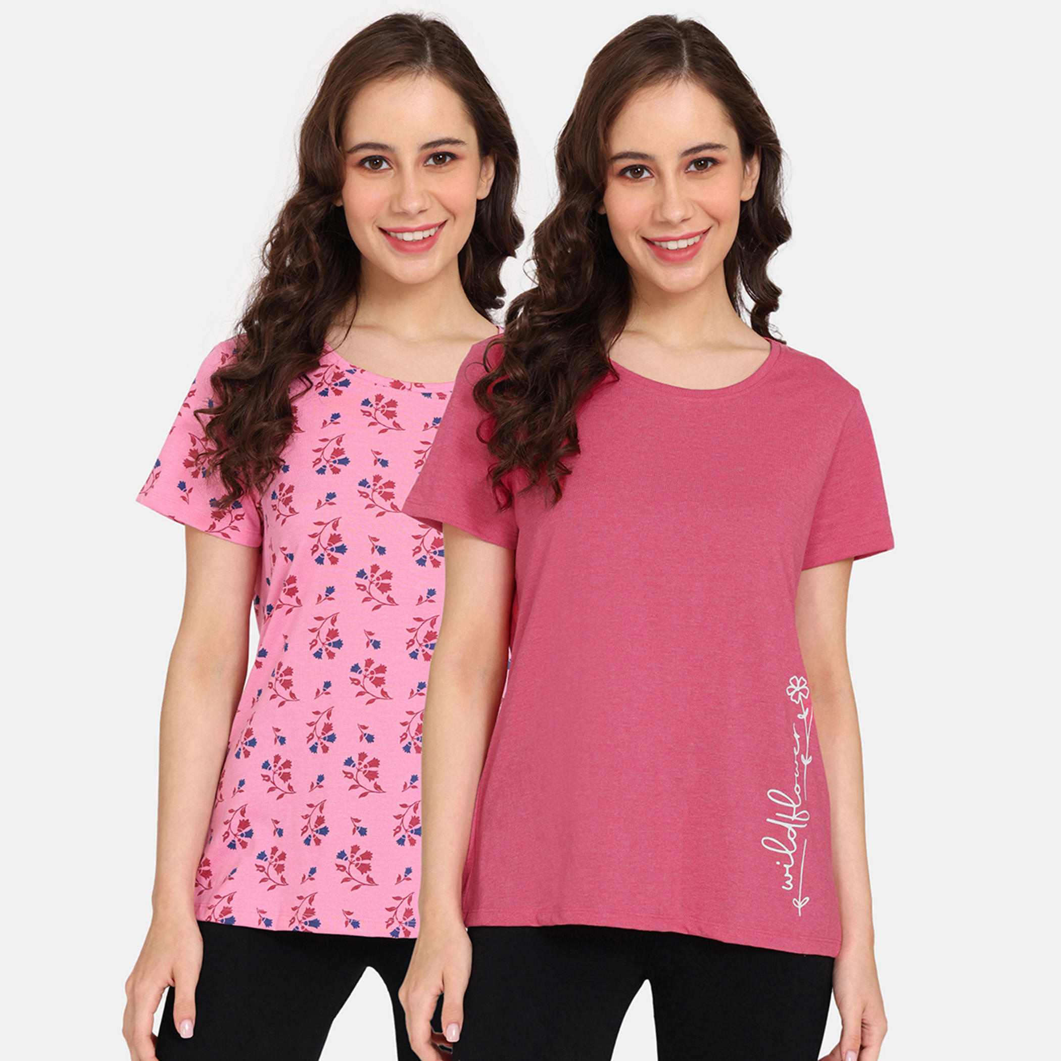 تيشيرتات بأكمام قصيرة وطبعات من زيفامي - طقم من قطعتين-women-clothing-nightwear-pyjamas-tops-image-23