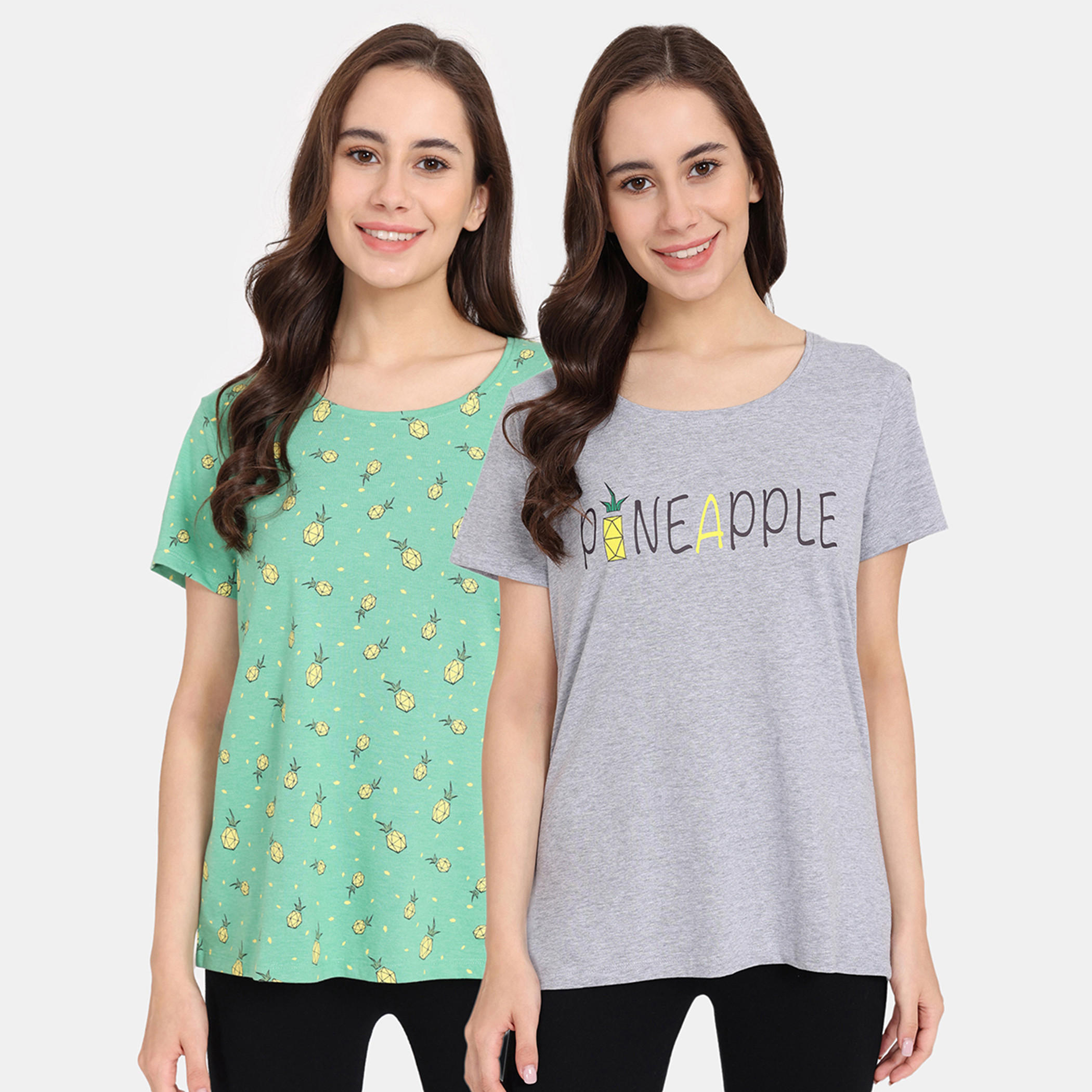 تيشيرتات بأكمام قصيرة وطبعات من زيفامي - طقم من قطعتين-women-clothing-nightwear-pyjamas-tops-image-34
