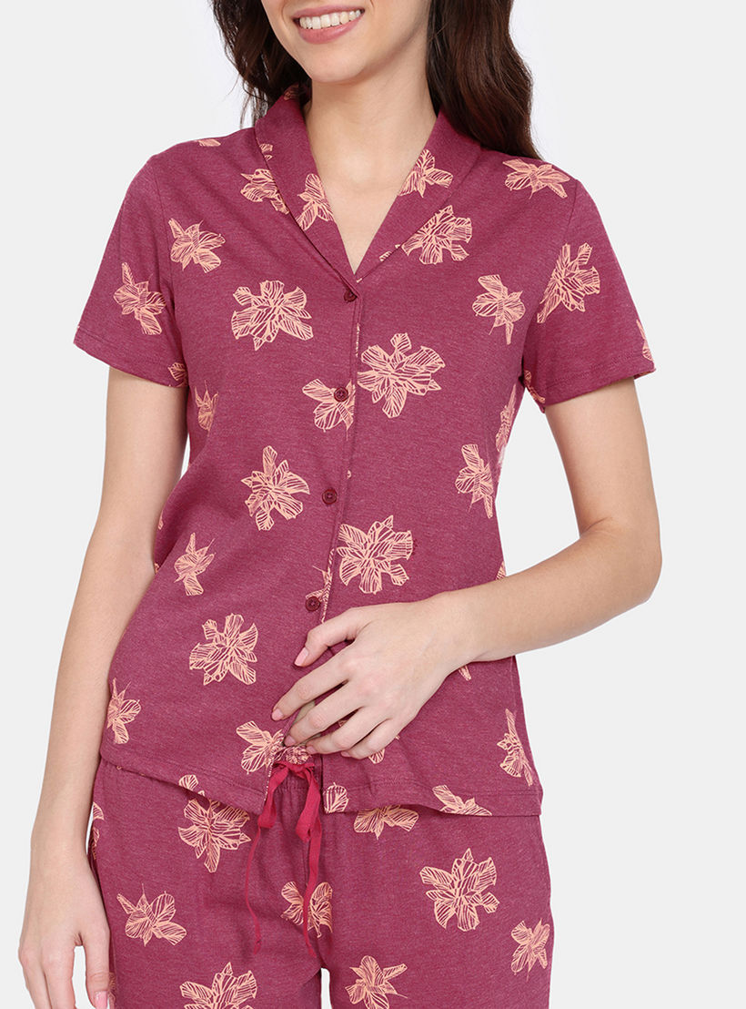 طقم بنطلون بيجاما وقميص بطبعات زهرية من زيفامي-women-clothing-nightwear-pyjamas-longsets-image-5