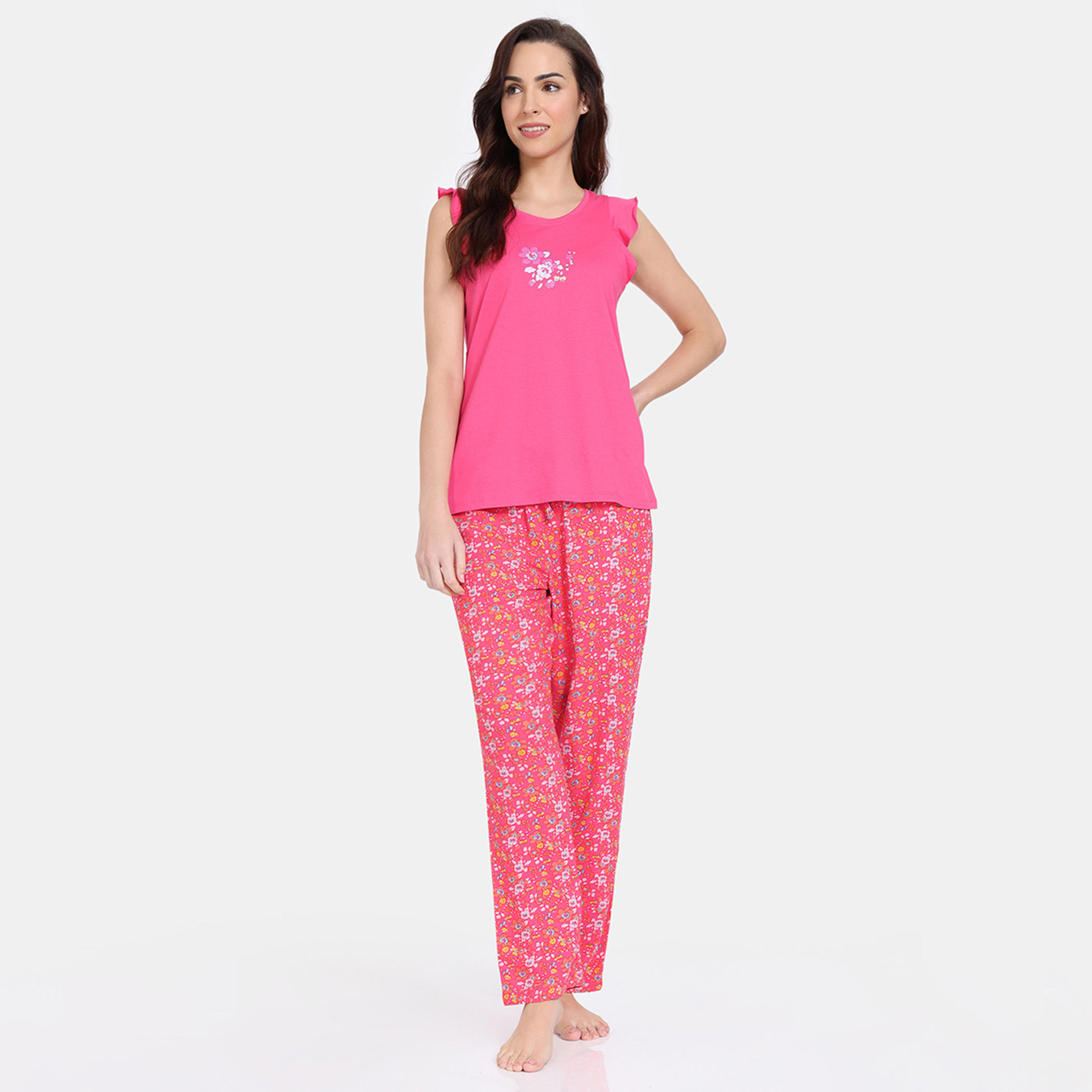 Zivame Floral Print Sleeveless Top and Pyjama Set-women-clothing-nightwear-pyjamas-longsets-image-6
