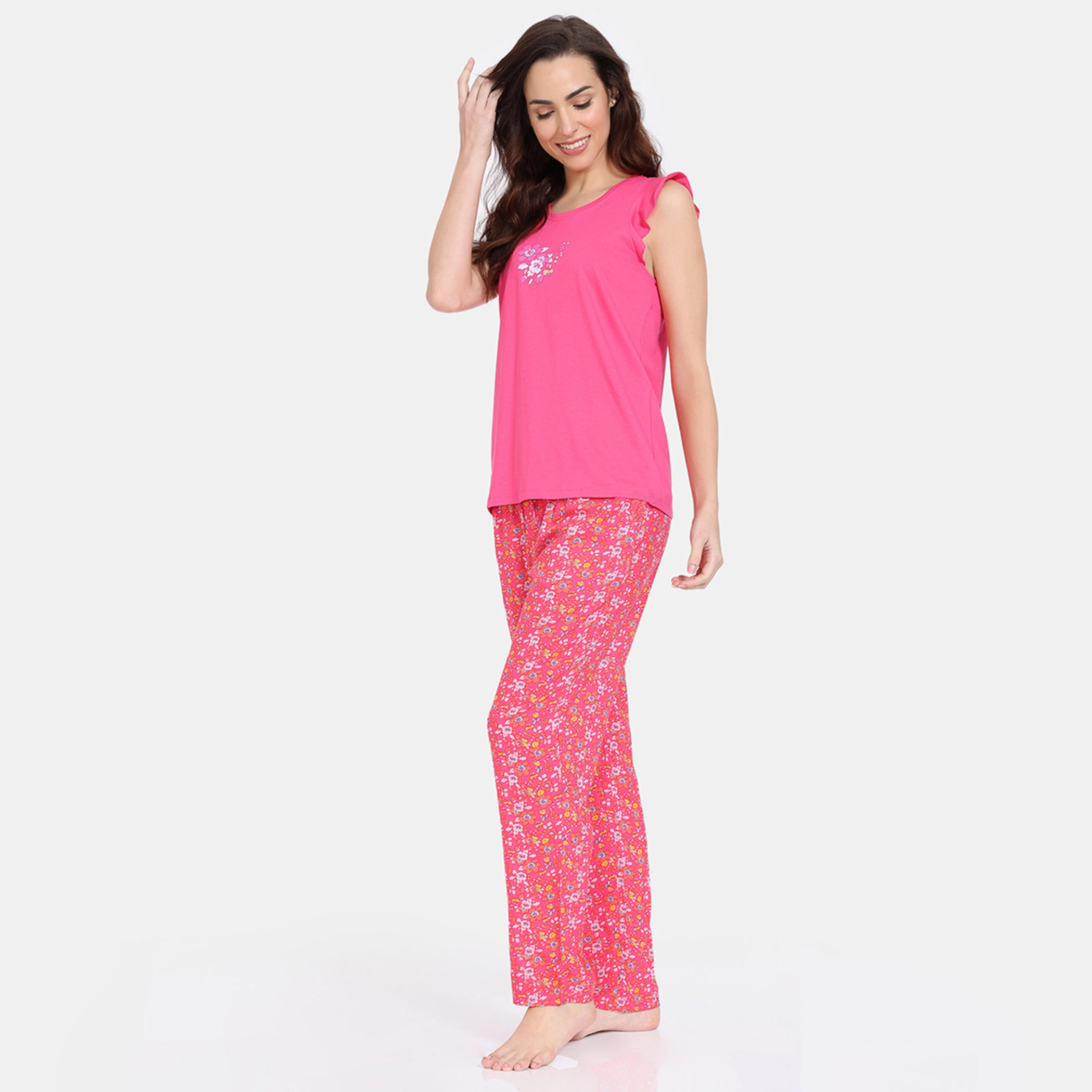 Zivame Floral Print Sleeveless Top and Pyjama Set-women-clothing-nightwear-pyjamas-longsets-image-7