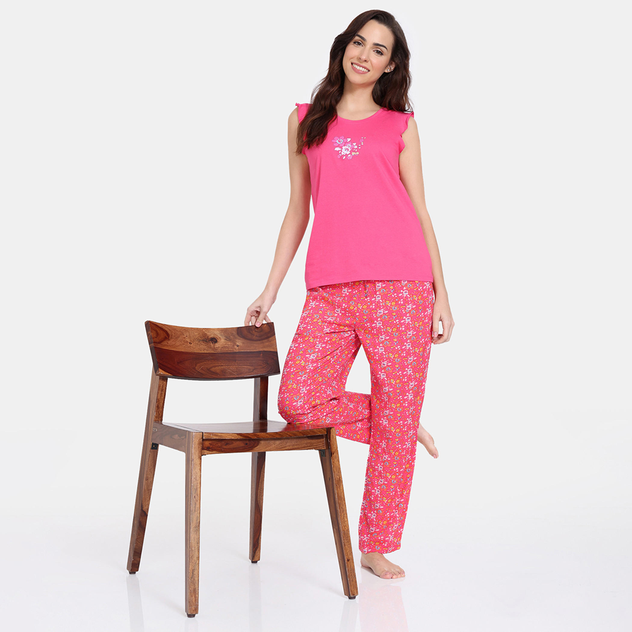 Zivame Floral Print Sleeveless Top and Pyjama Set-women-clothing-nightwear-pyjamas-longsets-image-9