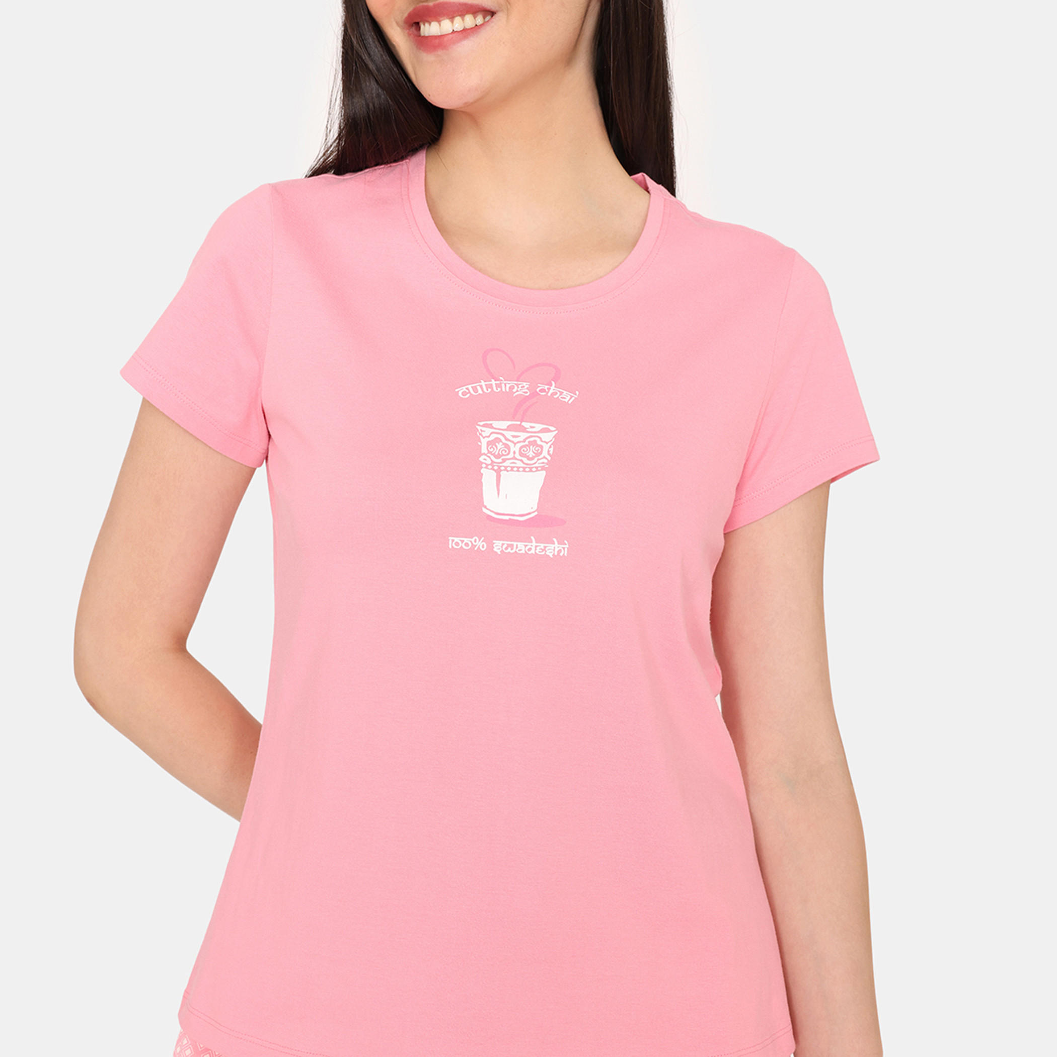 طقم بنطلون بيجاما وتيشيرت بطبعات من زيفامي-women-clothing-nightwear-pyjamas-longsets-image-2