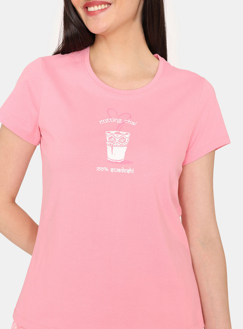 طقم بنطلون بيجاما وتيشيرت بطبعات من زيفامي-women-clothing-nightwear-pyjamas-longsets-image-2