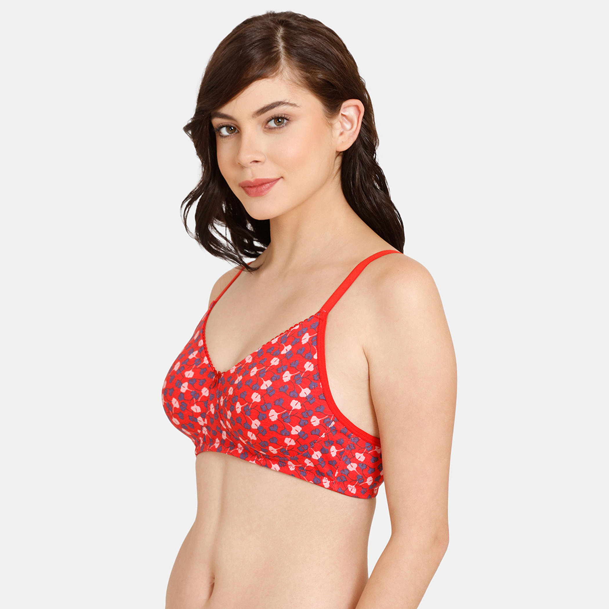 صدريّة بتفاصيل دانتيل وطبعات أزهار وحمّالات قابلة للتّعديل من زيفامي-women-clothing-lingerie-bras-image-2