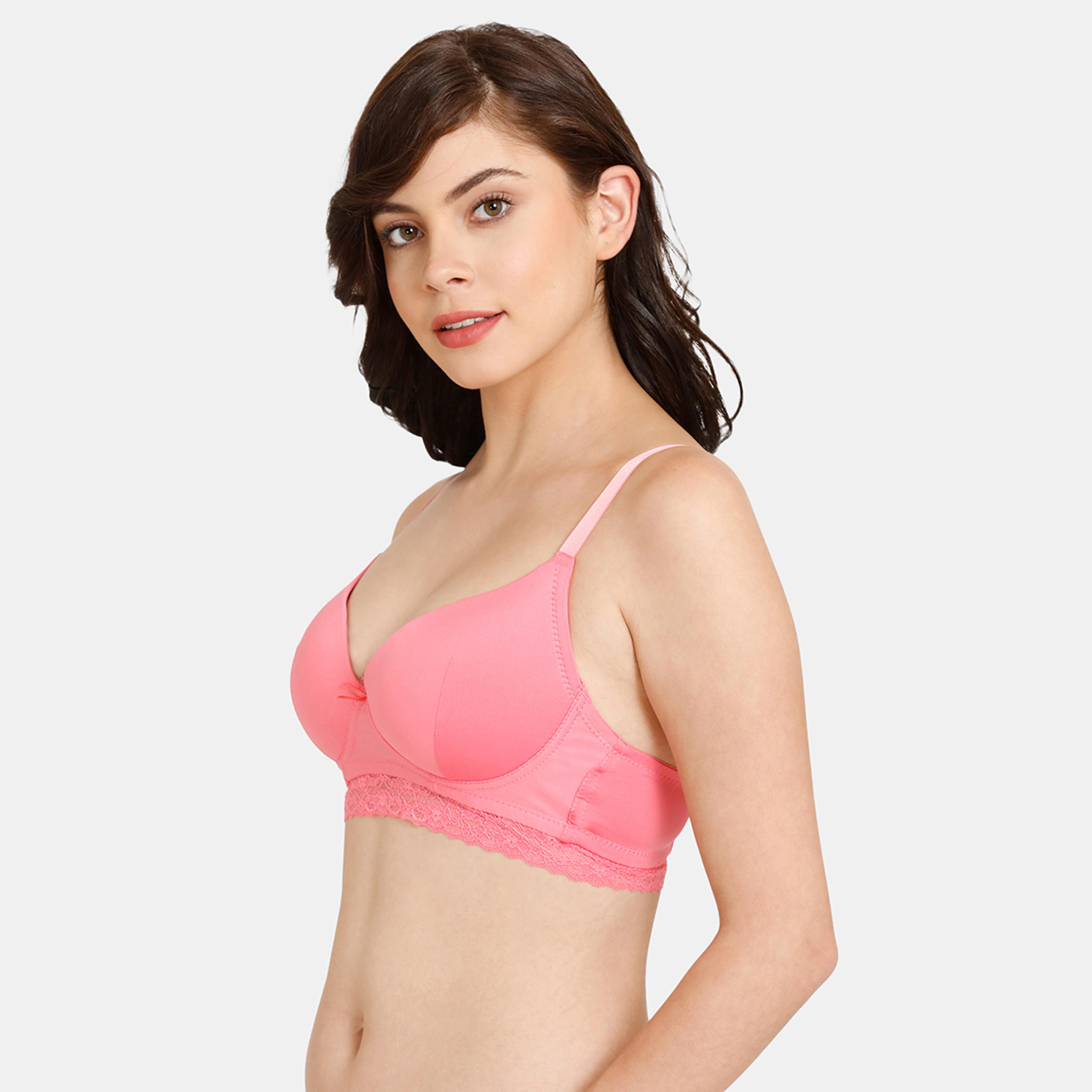 حمالة صدر مبطنة بتفاصيل دانتيل مع حمالات قابلة للتعديل من زيفامي-women-clothing-lingerie-bras-image-3