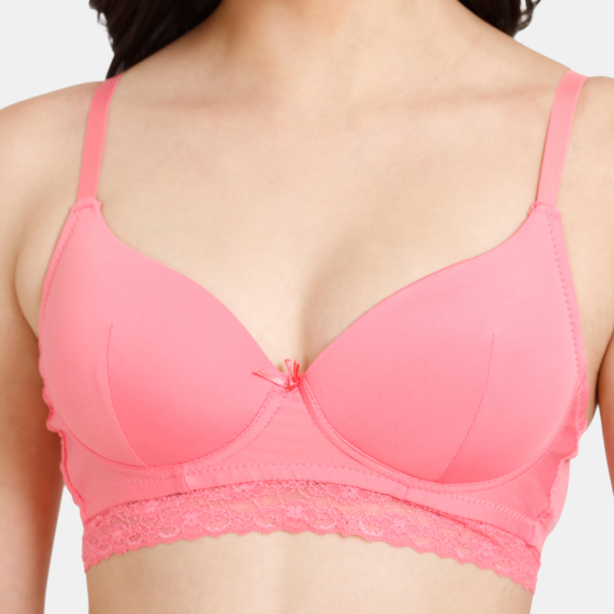 حمالة صدر مبطنة بتفاصيل دانتيل مع حمالات قابلة للتعديل من زيفامي-women-clothing-lingerie-bras-image-4