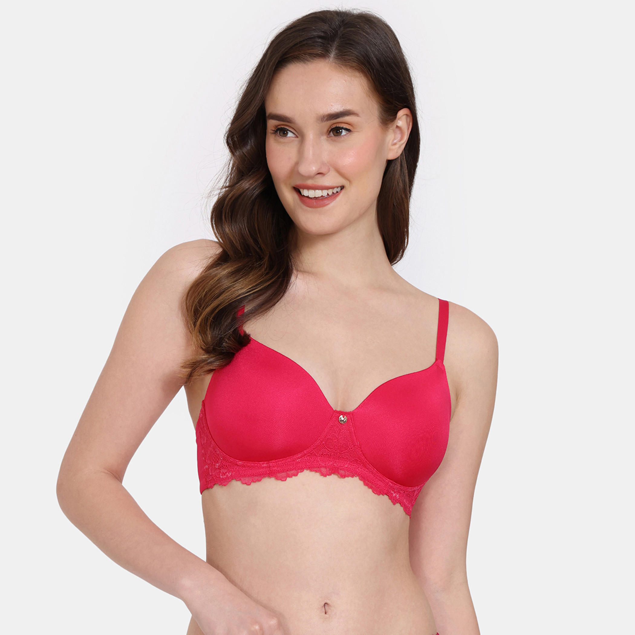 Shop Zivame Solid Padded Non-Wired Bra with Hook and Eye Closure
