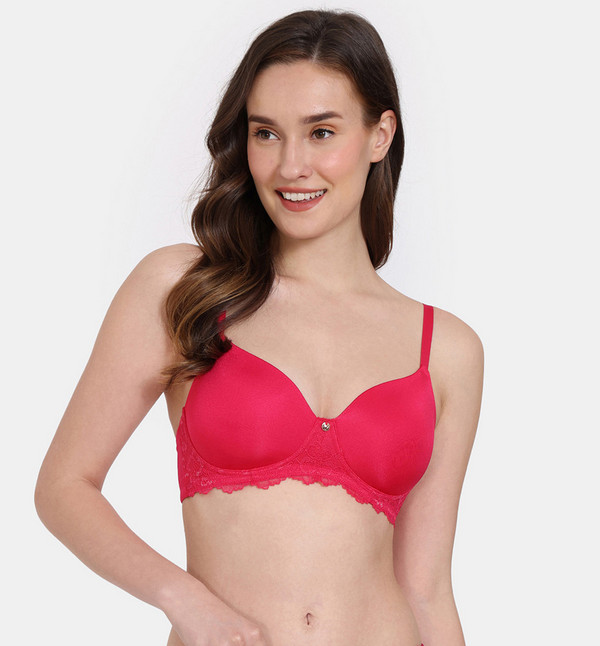 Shop Zivame Solid Padded Non-Wired Bra with Hook and Eye Closure