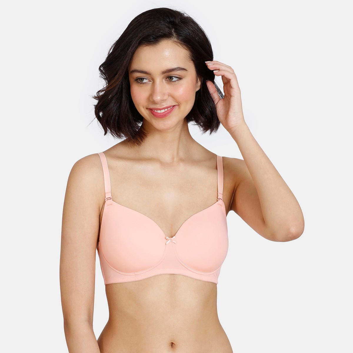 صدرية تيشيرت مبطنة بخطاف إغلاق من زيفامي-women-clothing-lingerie-bras-image-1