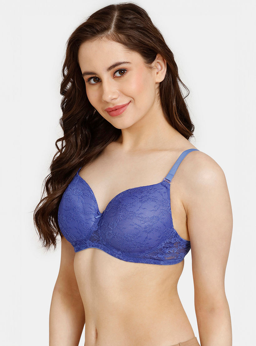Zivame Lace Detail Padded T-shirt Bra with Hook and Eye Closure-women-clothing-lingerie-bras-image-3