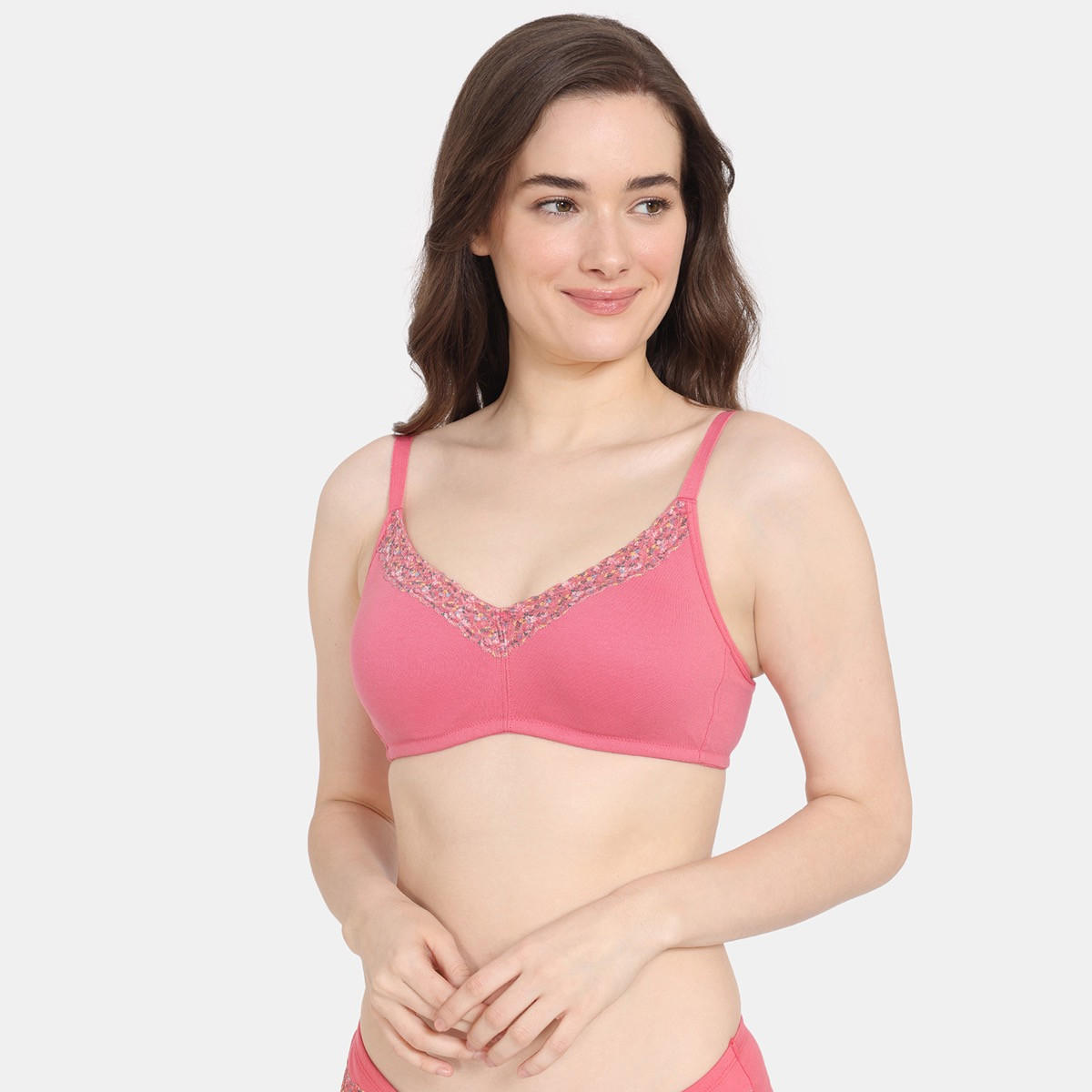 صدرية تيشيرت غير مبطنة بدون سلك بتفاصيل دانتيل من زيفامي-women-clothing-lingerie-bras-image-1