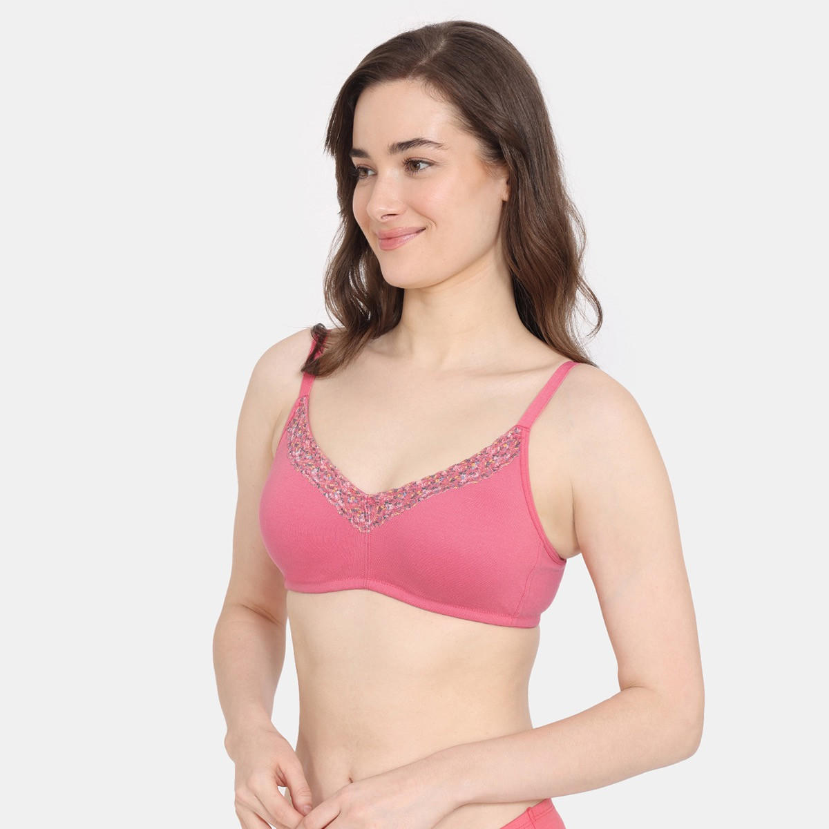 صدرية تيشيرت غير مبطنة بدون سلك بتفاصيل دانتيل من زيفامي-women-clothing-lingerie-bras-image-3
