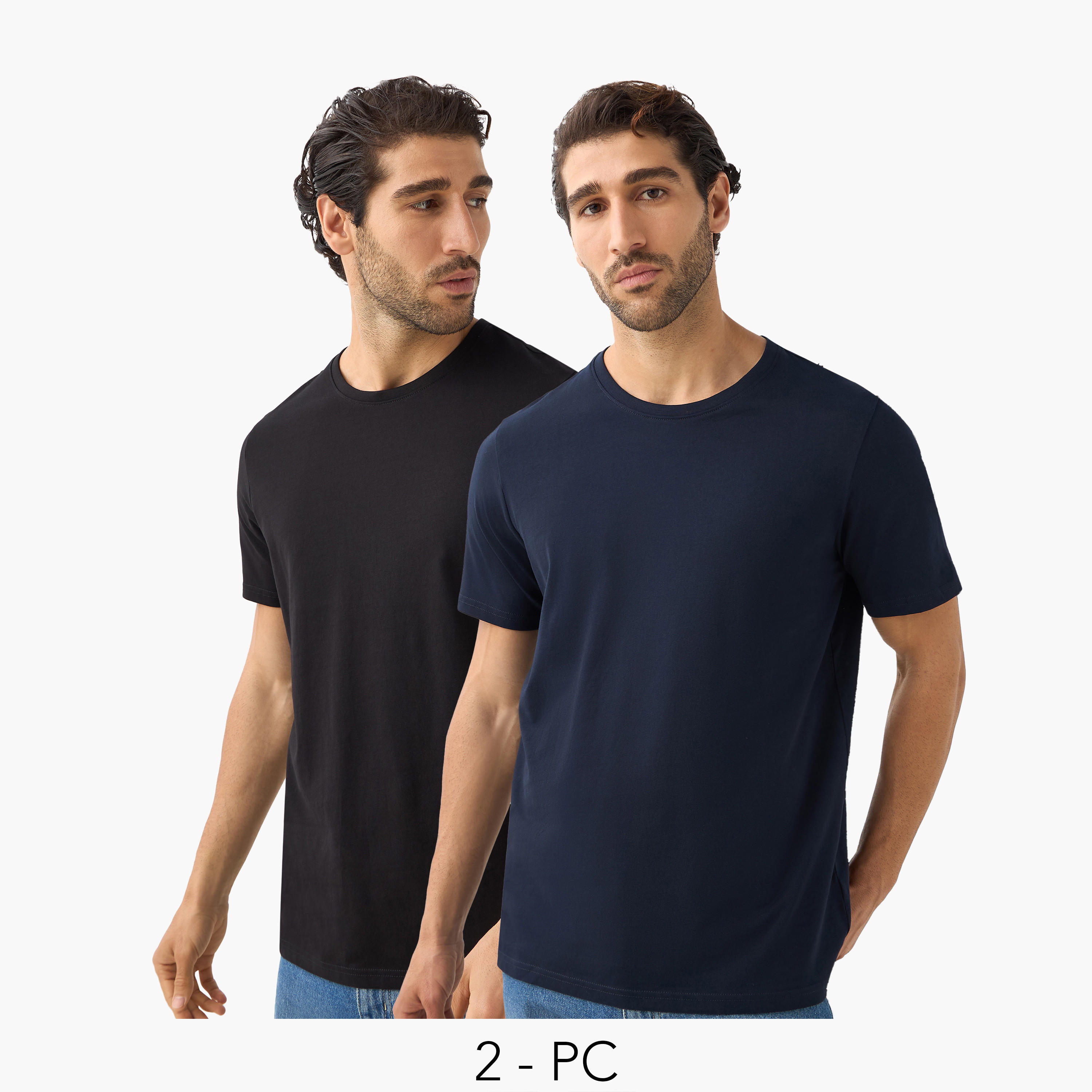 2-Pack Solid T-shirt with Crew Neck and Short Sleeves-men-clothing-tshirtsandpolos-tshirts-image-1