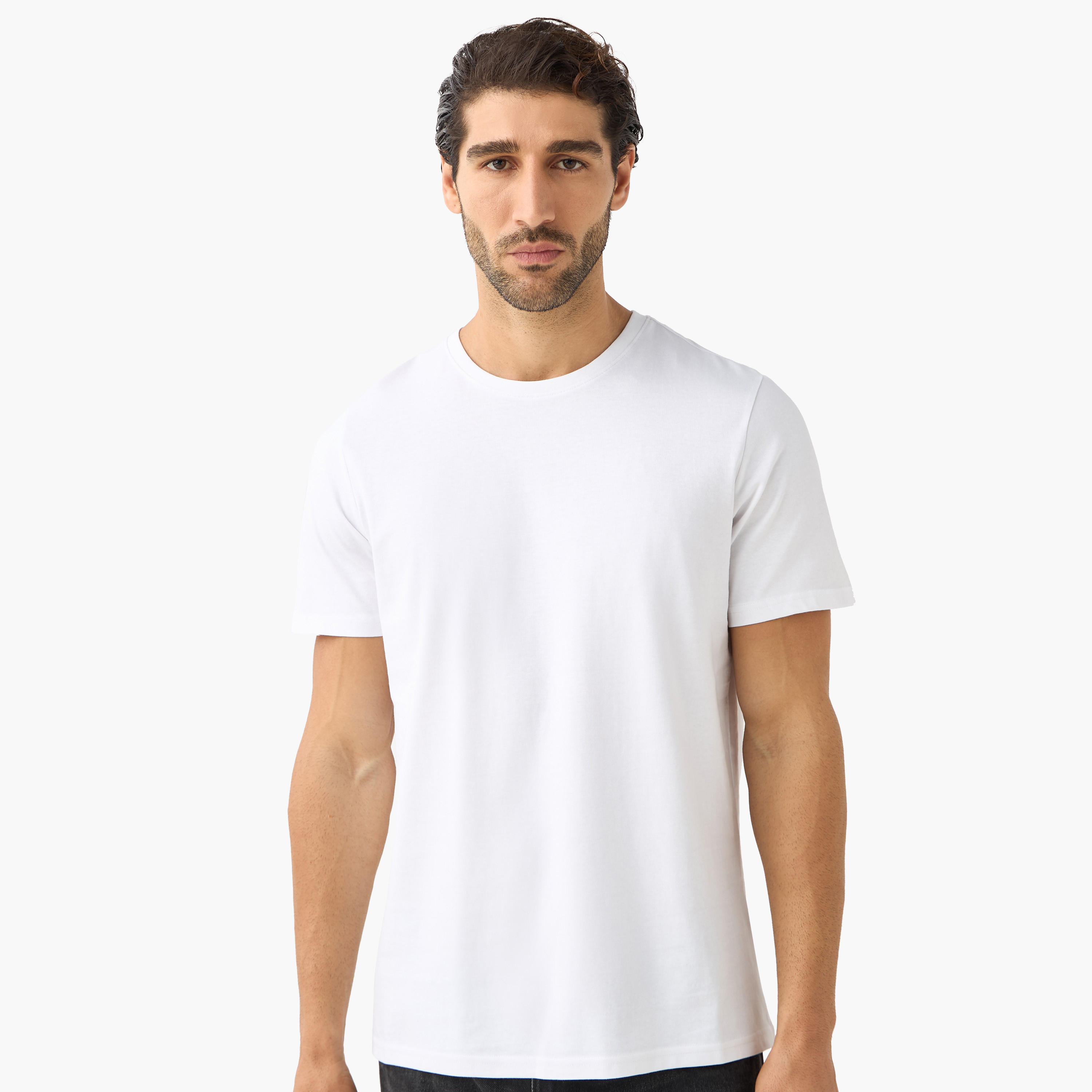 Set of 3 - Solid Regular Fit T-shirt with Crew Neck and Short Sleeves-men-clothing-tshirtsandpolos-tshirts-image-4