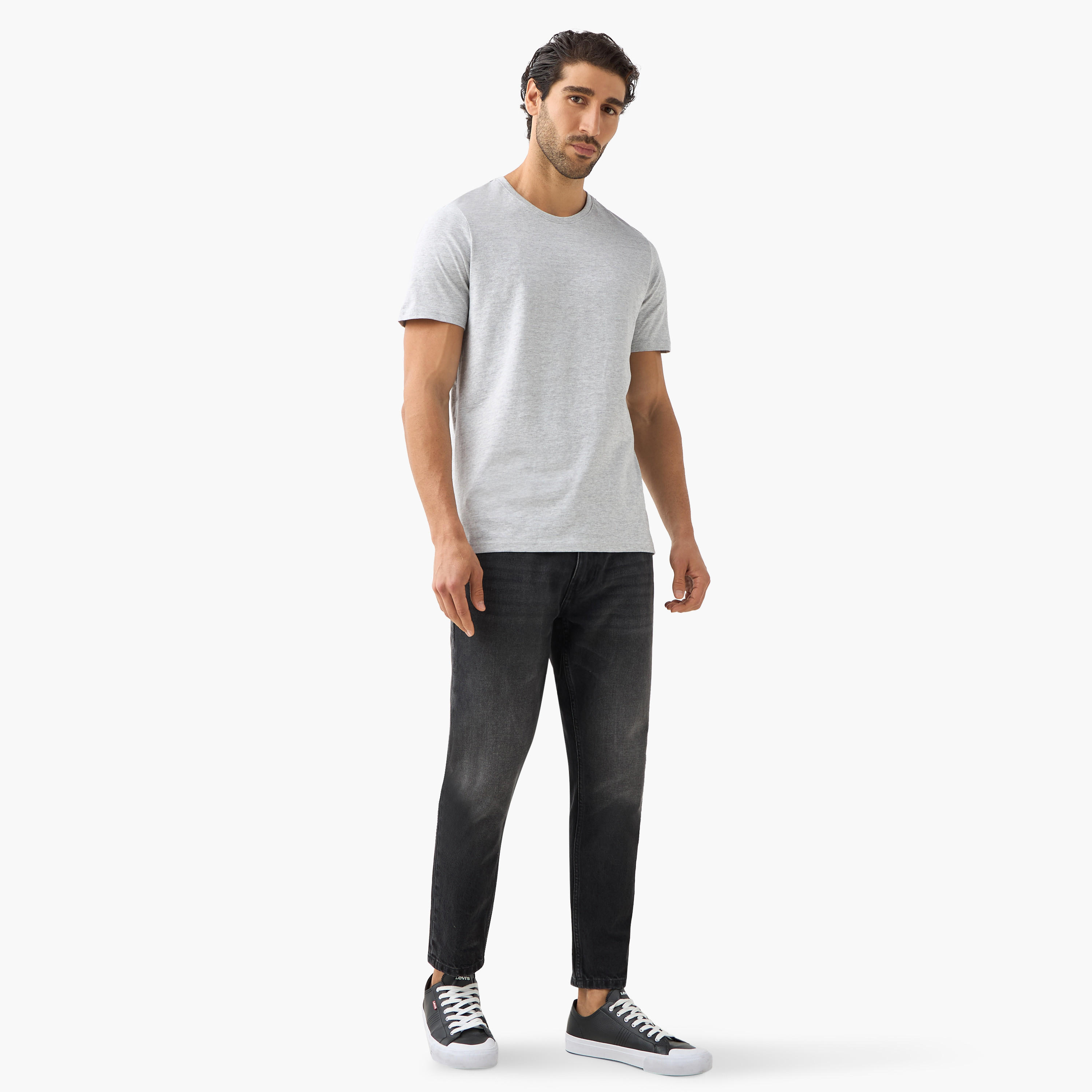 Set of 3 - Solid Regular Fit T-shirt with Crew Neck and Short Sleeves-men-clothing-tshirtsandpolos-tshirts-image-8