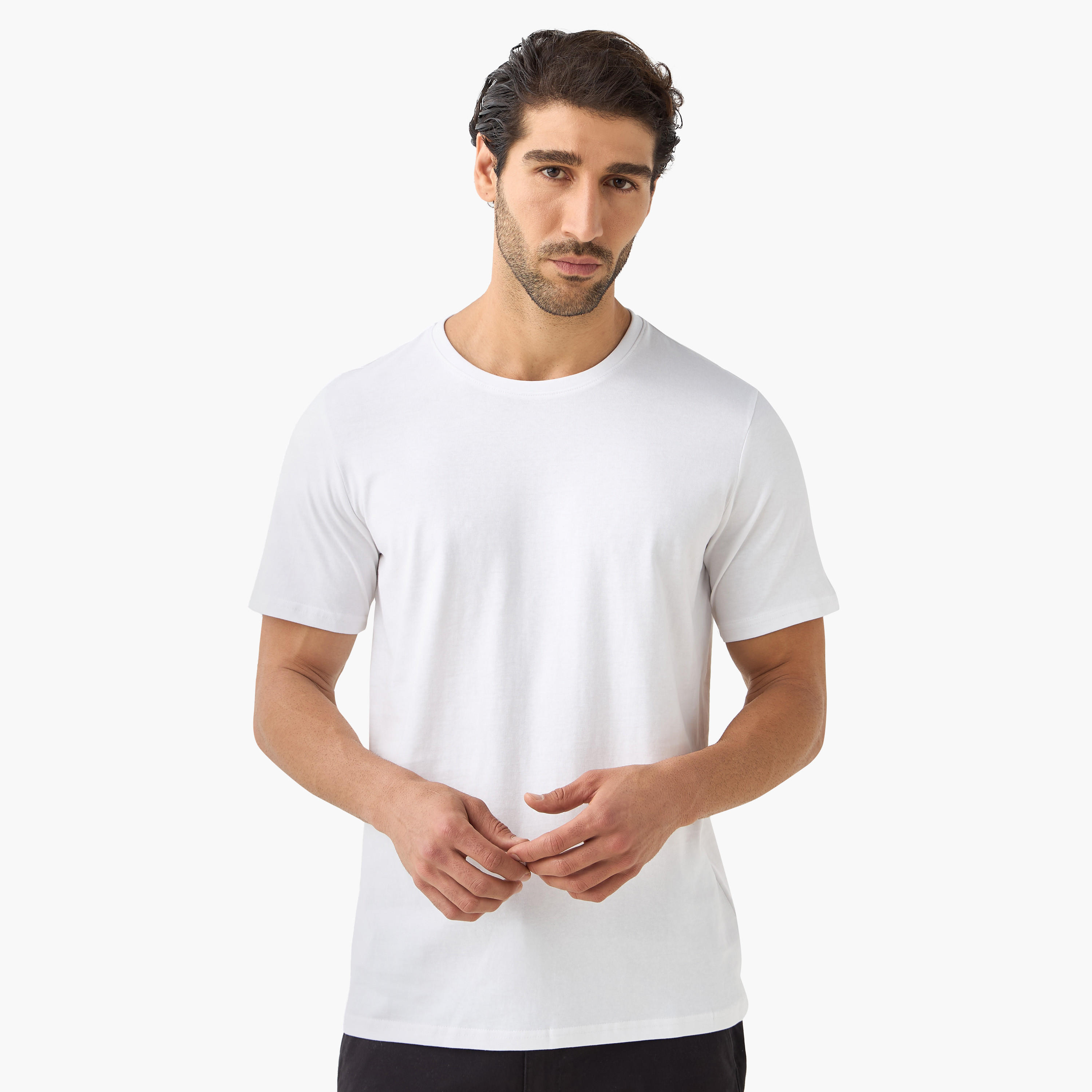 طقم تيشيرت من 3 قطع بقصّة عادية وياقة ضيّقة وأكمام قصيرة-men-clothing-tshirtsandpolos-tshirts-image-2
