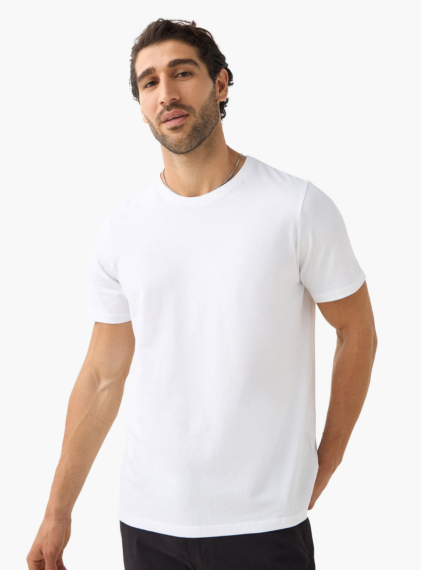 Set of 3 - Solid Regular Fit T-shirt with Crew Neck and Short Sleeves-men-clothing-tshirtsandpolos-tshirts-image-2