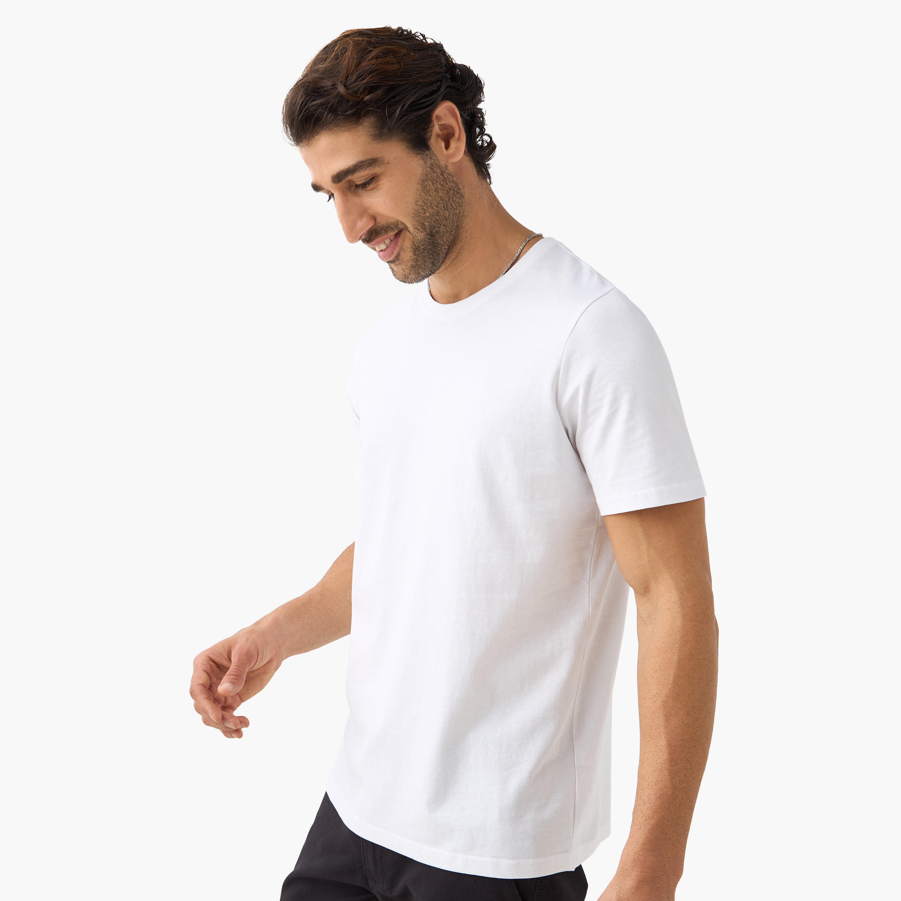 Set of 3 - Solid Regular Fit T-shirt with Crew Neck and Short Sleeves-men-clothing-tshirtsandpolos-tshirts-image-5