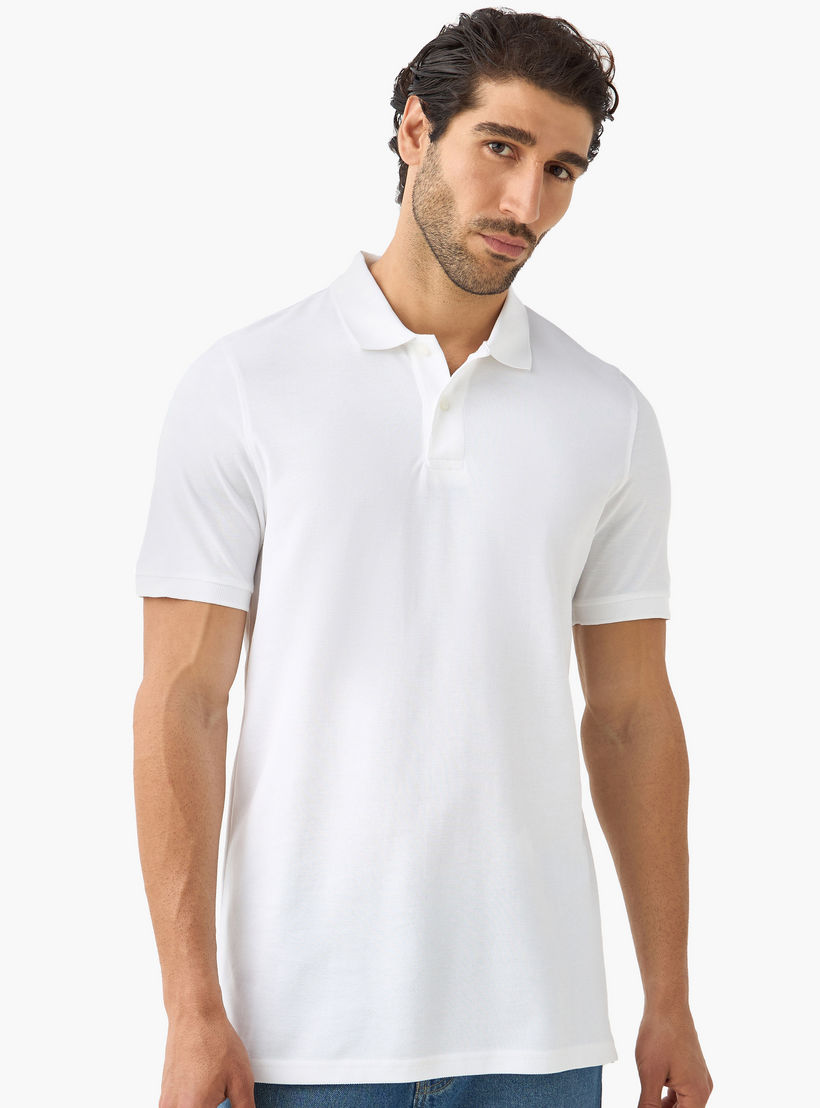 تيشيرت بولو بارز الملمس بأكمام قصيرة وأزرار إغلاق - طقم من قطعتين -men-clothing-tshirtsandpolos-polos-image-2