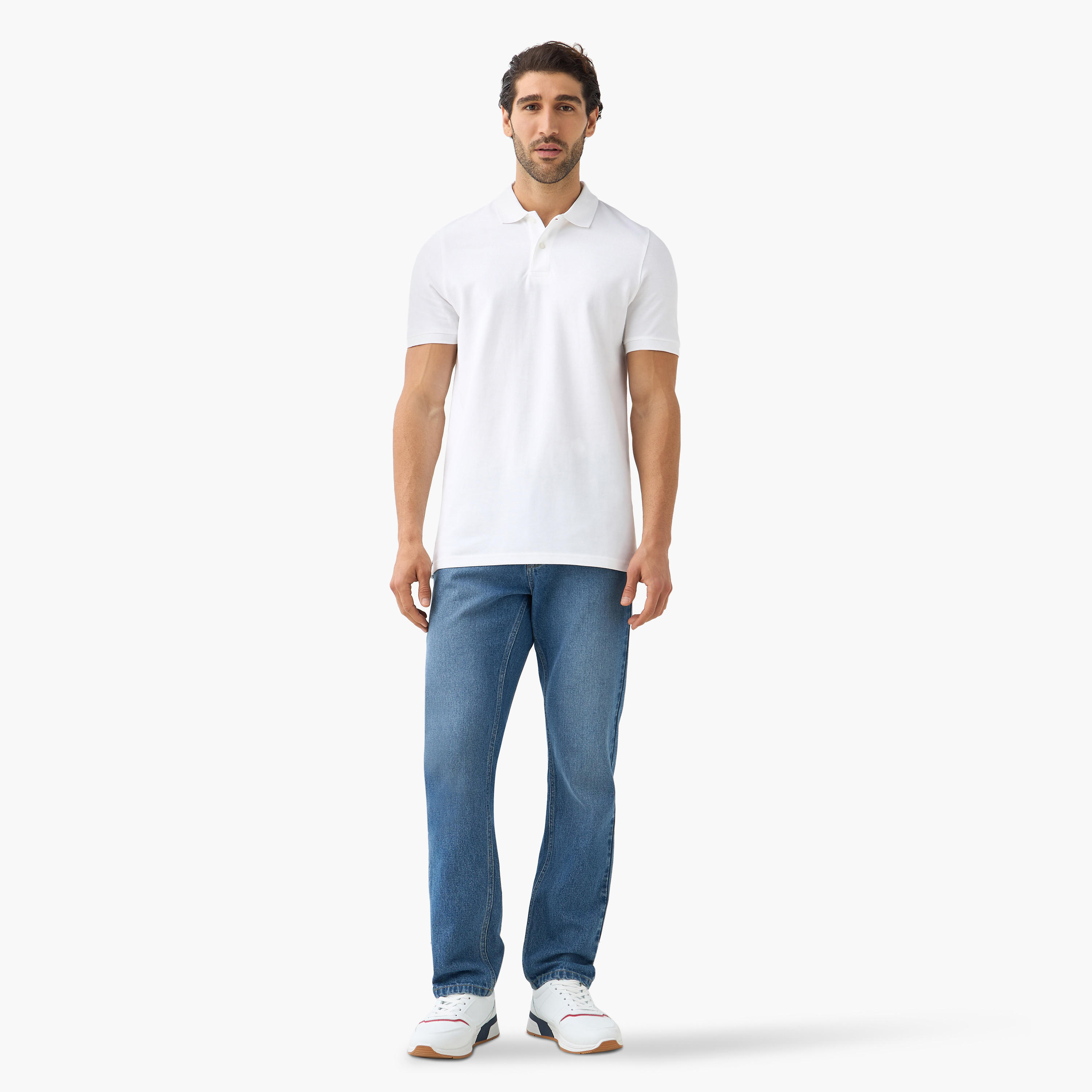 تيشيرت بولو بارز الملمس بأكمام قصيرة وأزرار إغلاق - طقم من قطعتين -men-clothing-tshirtsandpolos-polos-image-7
