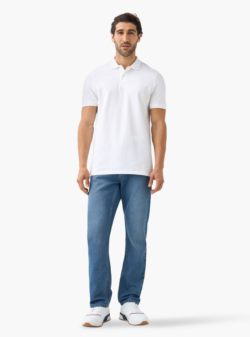 تيشيرت بولو بارز الملمس بأكمام قصيرة وأزرار إغلاق - طقم من قطعتين -men-clothing-tshirtsandpolos-polos-image-7