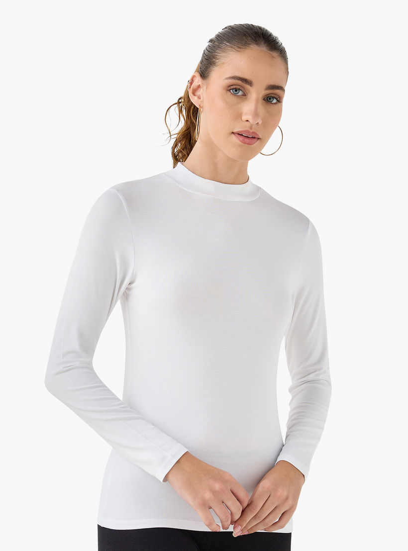 تيشيرت بياقة عالية وأكمام طويلة - عبوة من قطعتين-women-clothing-tshirts-image-2