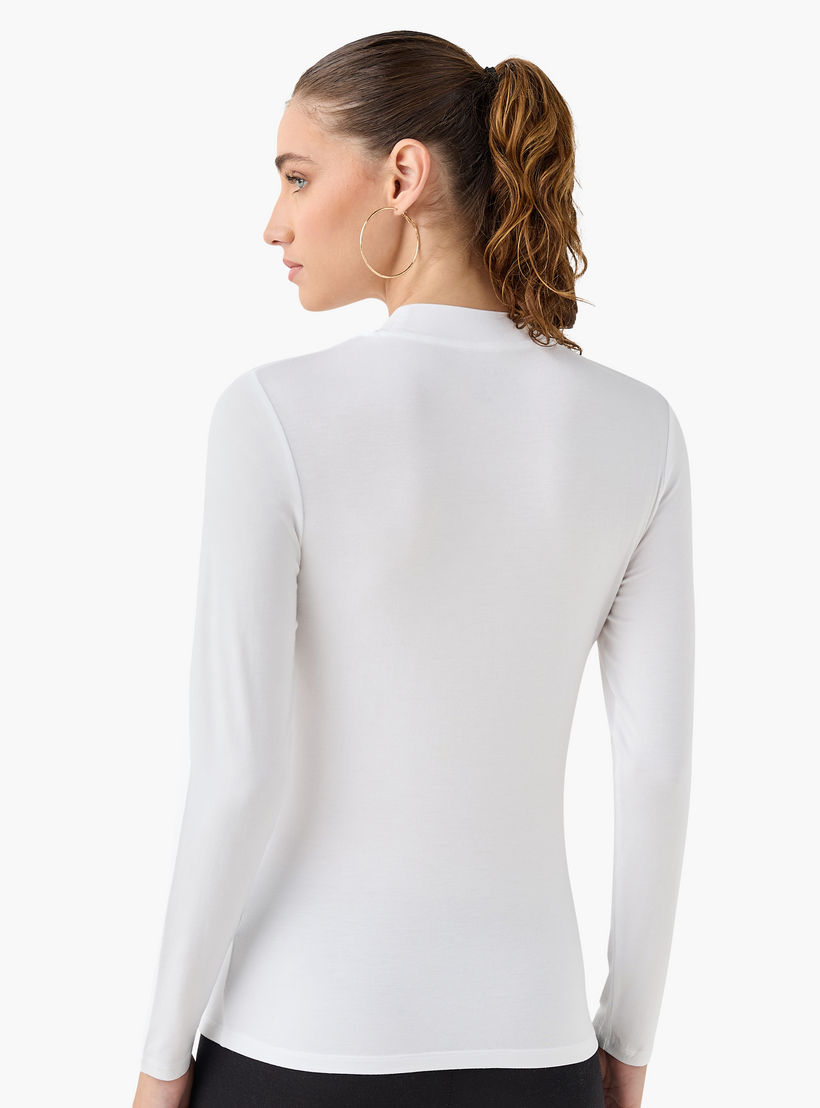 تيشيرت بياقة عالية وأكمام طويلة - عبوة من قطعتين-women-clothing-tshirts-image-3