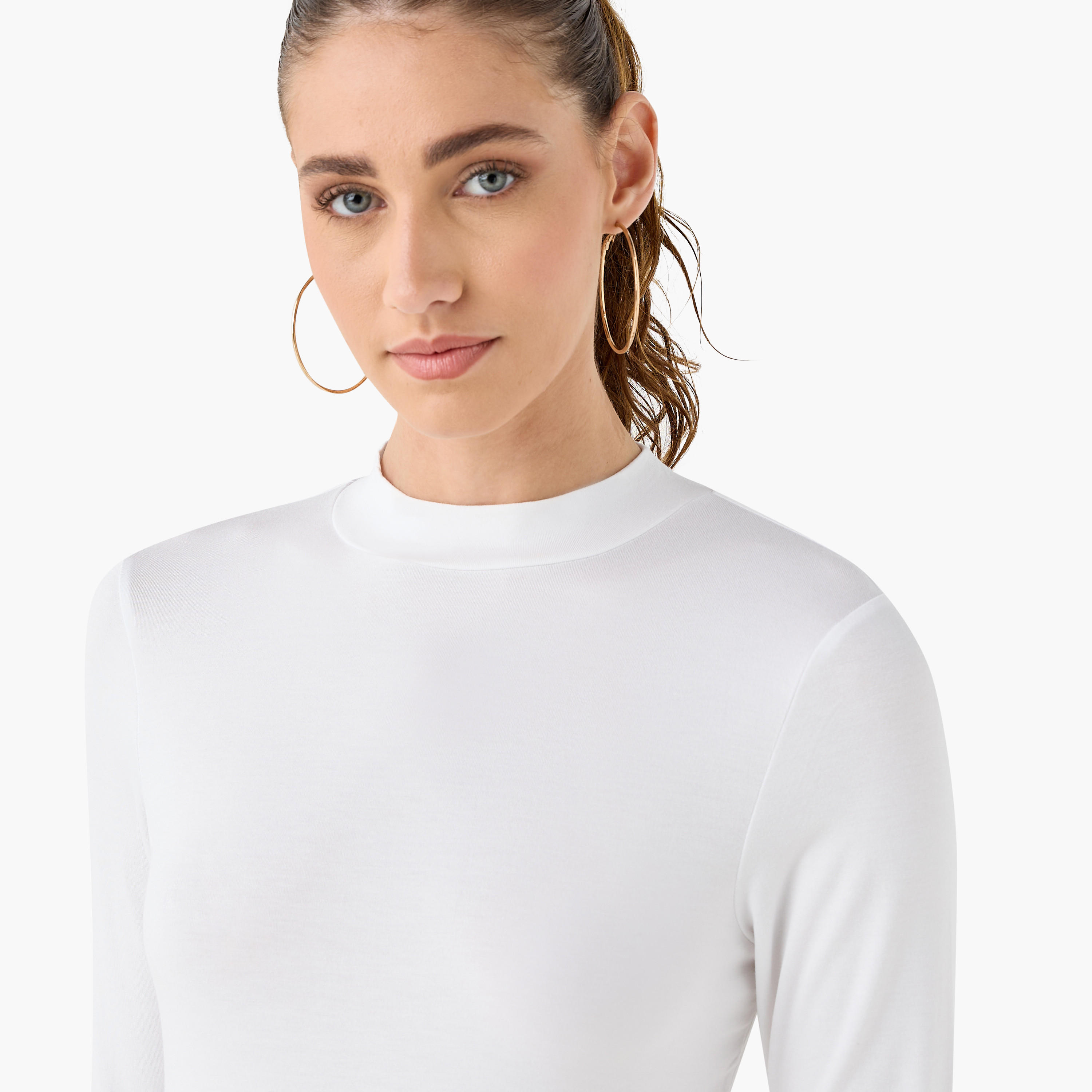 تيشيرت بياقة عالية وأكمام طويلة - عبوة من قطعتين-women-clothing-tshirts-image-5