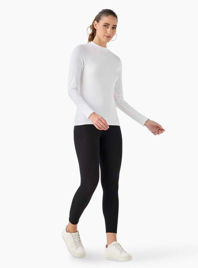 تيشيرت بياقة عالية وأكمام طويلة - عبوة من قطعتين-women-clothing-tshirts-image-7