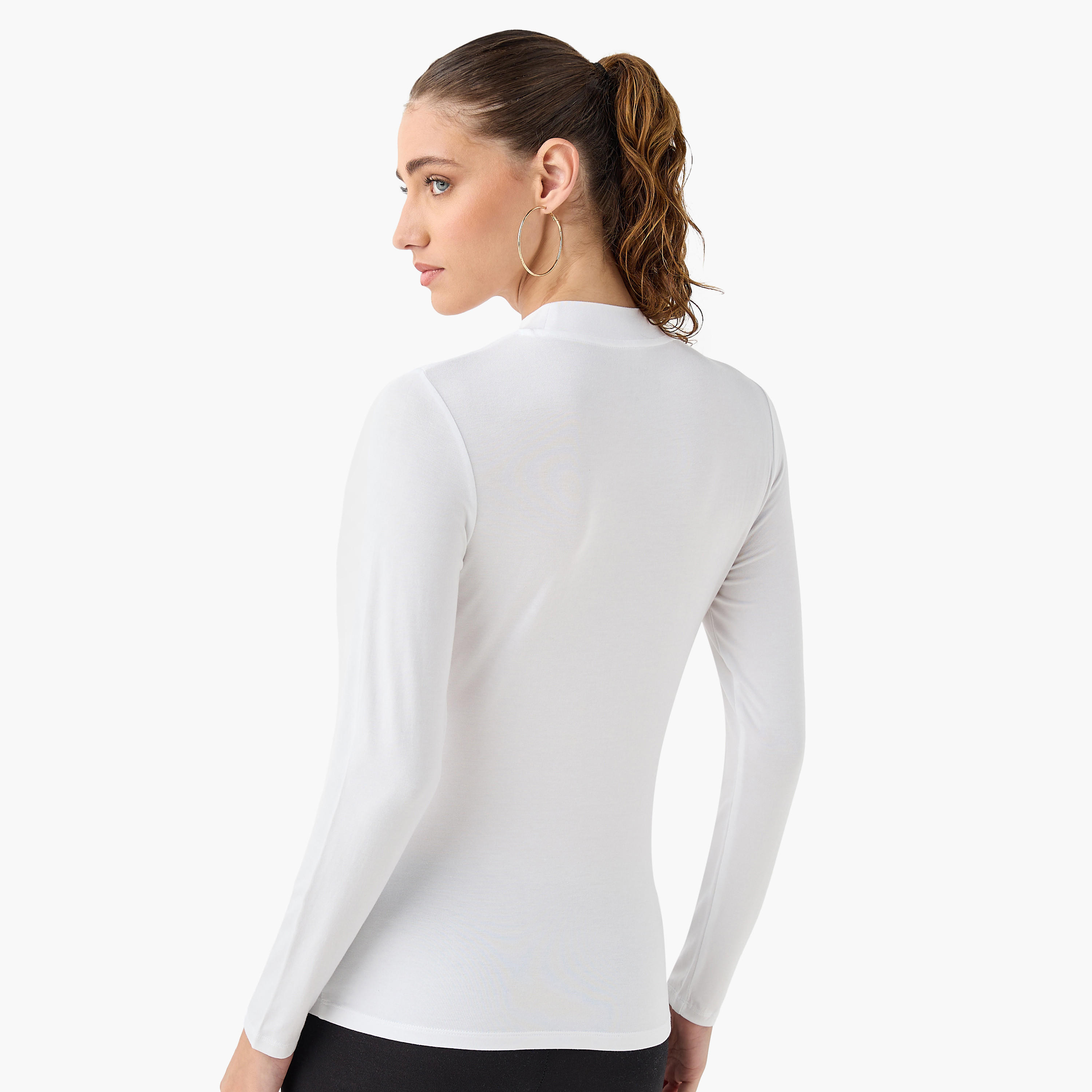 تيشيرت بياقة عالية وأكمام طويلة - عبوة من قطعتين-women-clothing-tshirts-image-3