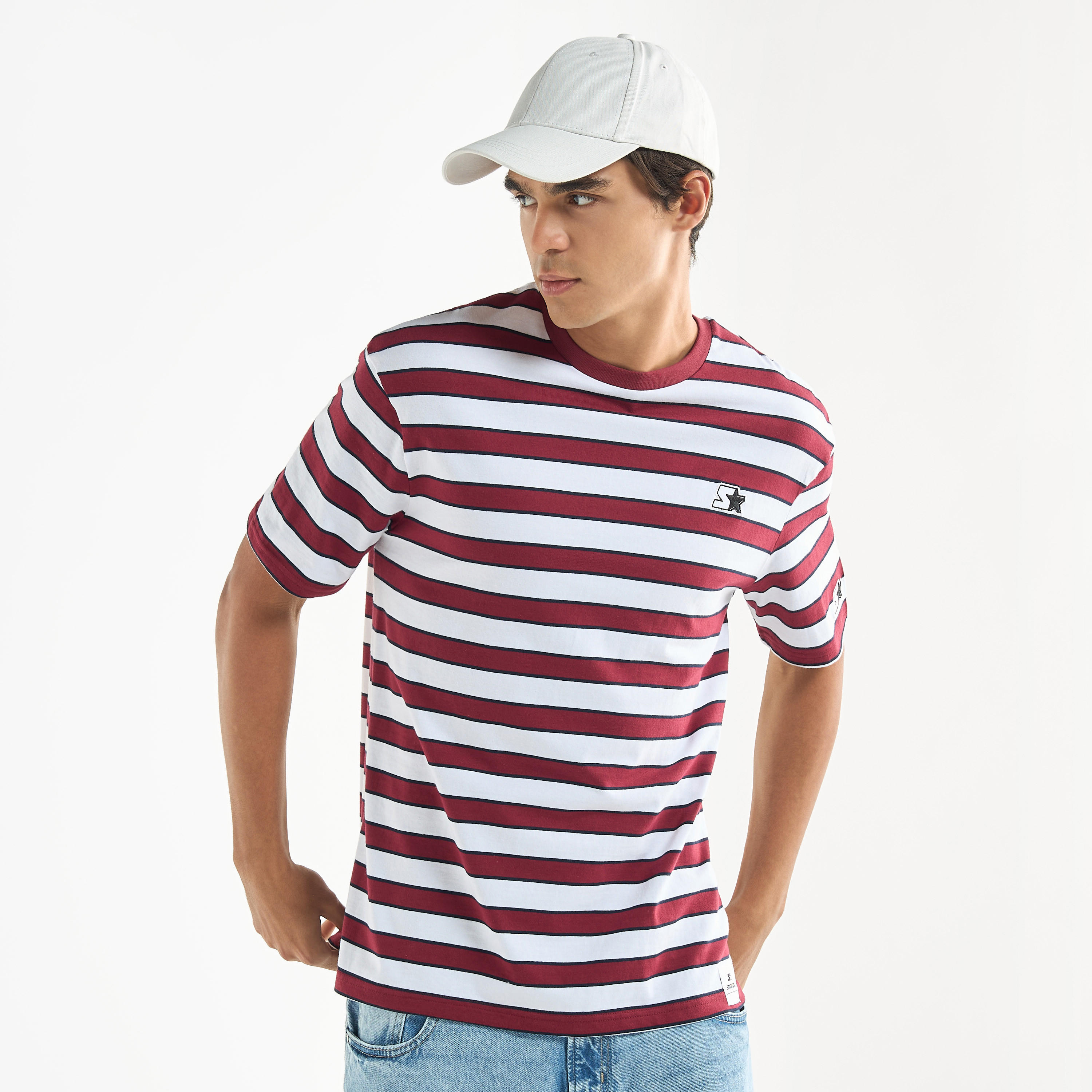 Starter Striped Crew Neck T-shirt with Short Sleeves-men-clothing-tshirtsandpolos-tshirts-image-1