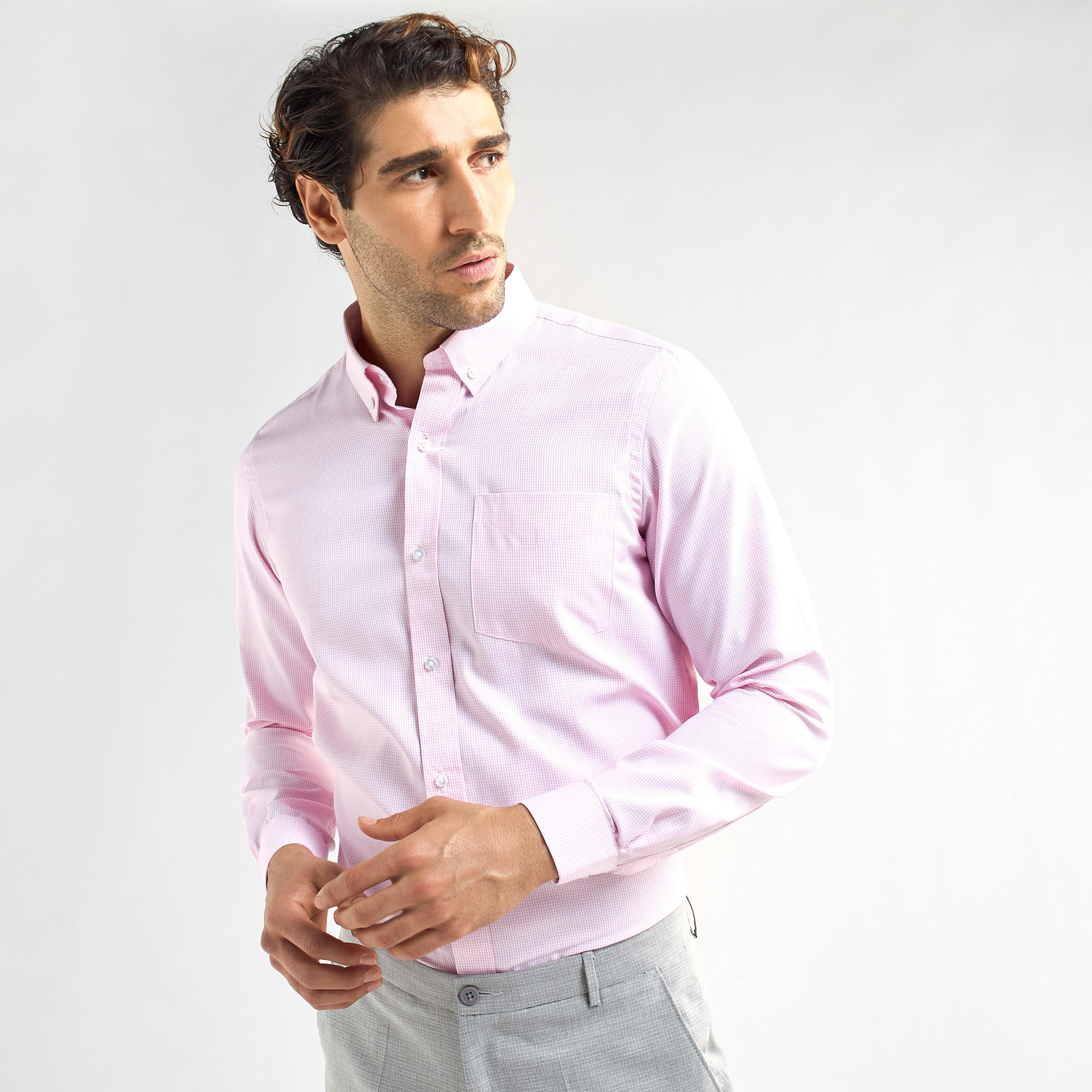 Regular Fit Checked Shirt with Long Sleeves-men-clothing-shirts-image-1