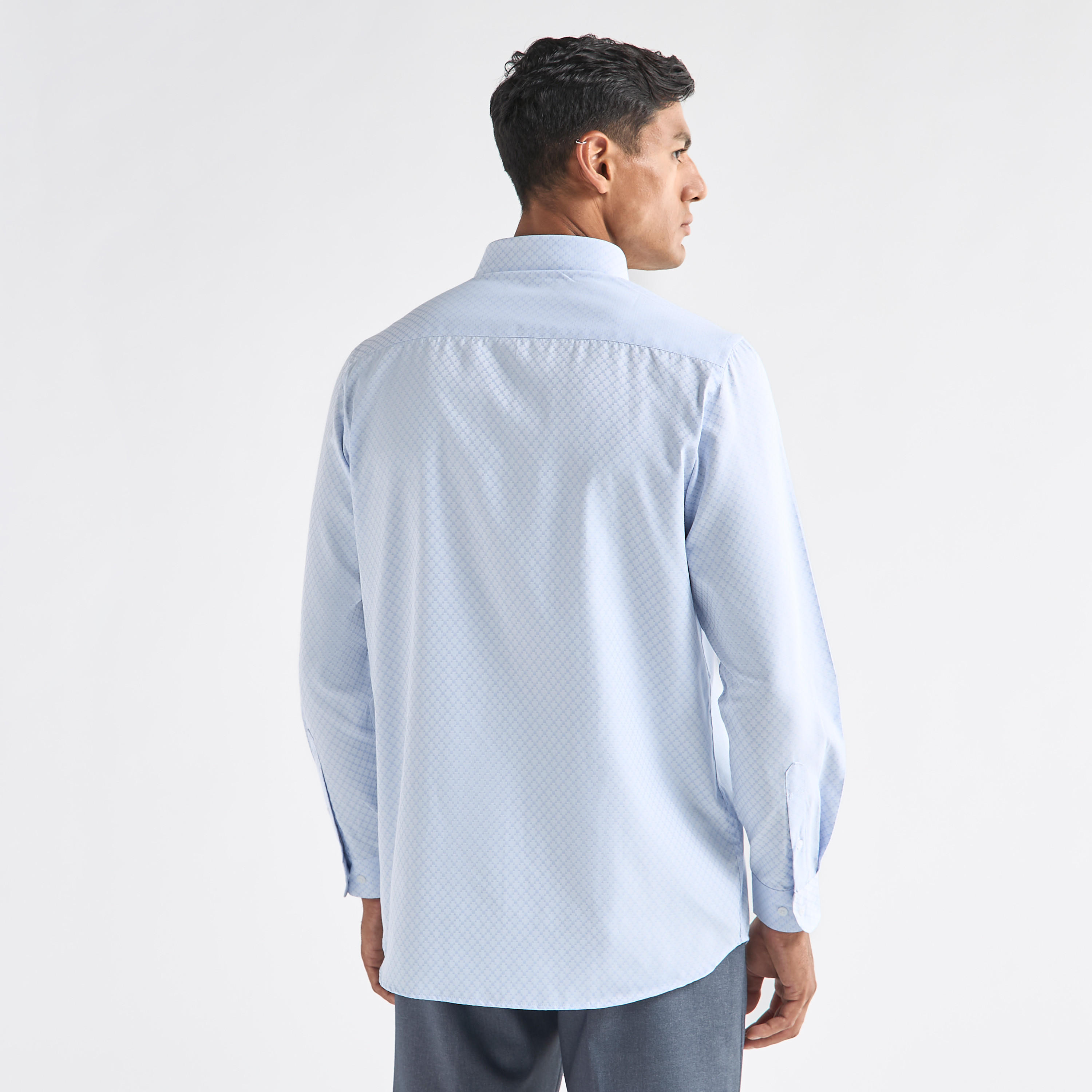 Regular Fit Textured Shirt with Long Sleeves and Pocket-men-clothing-shirts-image-3
