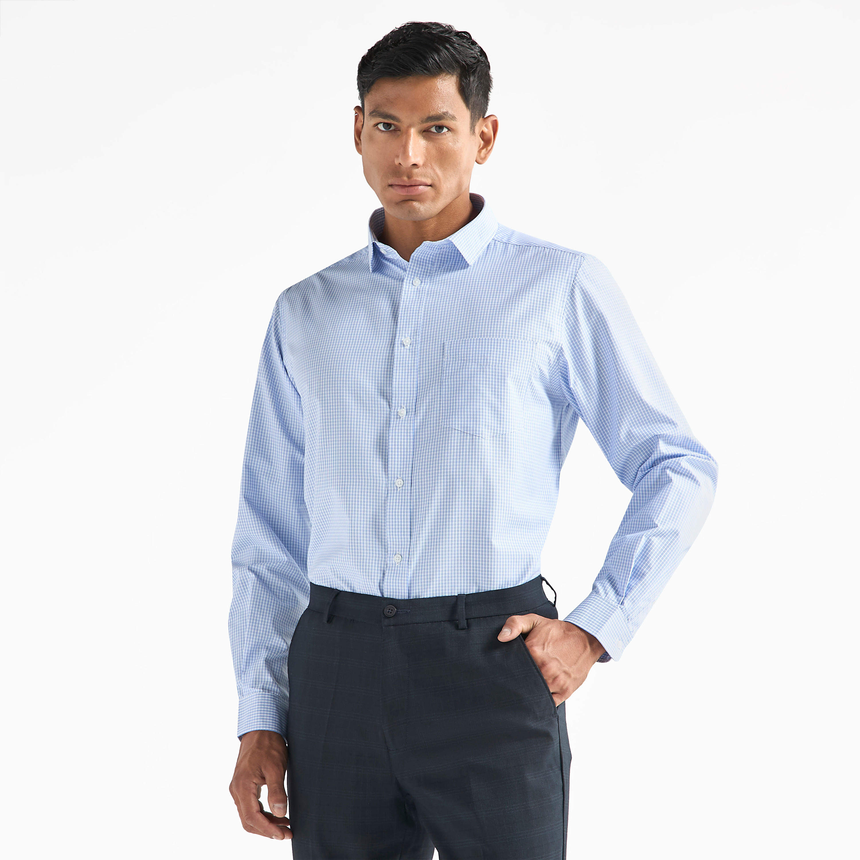 Regular Fit Checked Shirt with Chest Pocket-men-clothing-shirts-image-1